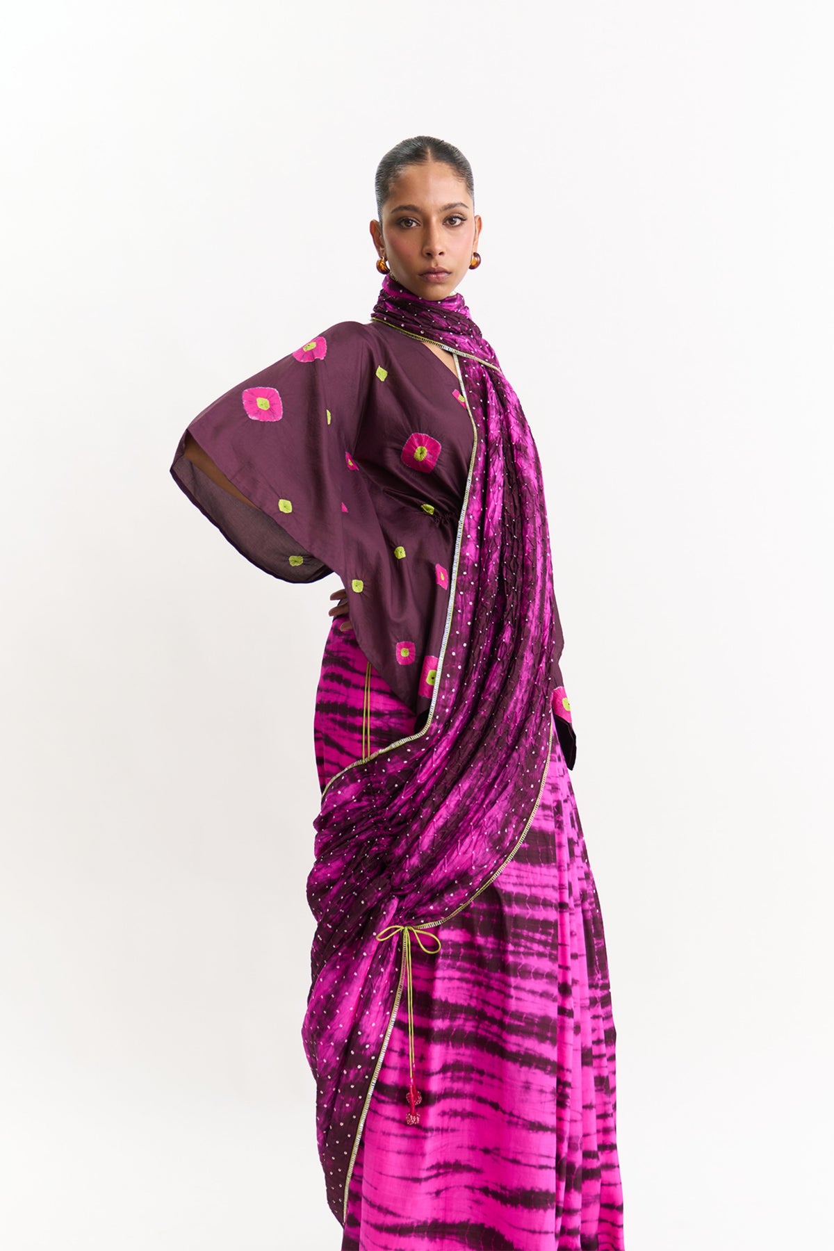 Mist Brown Rani Saree