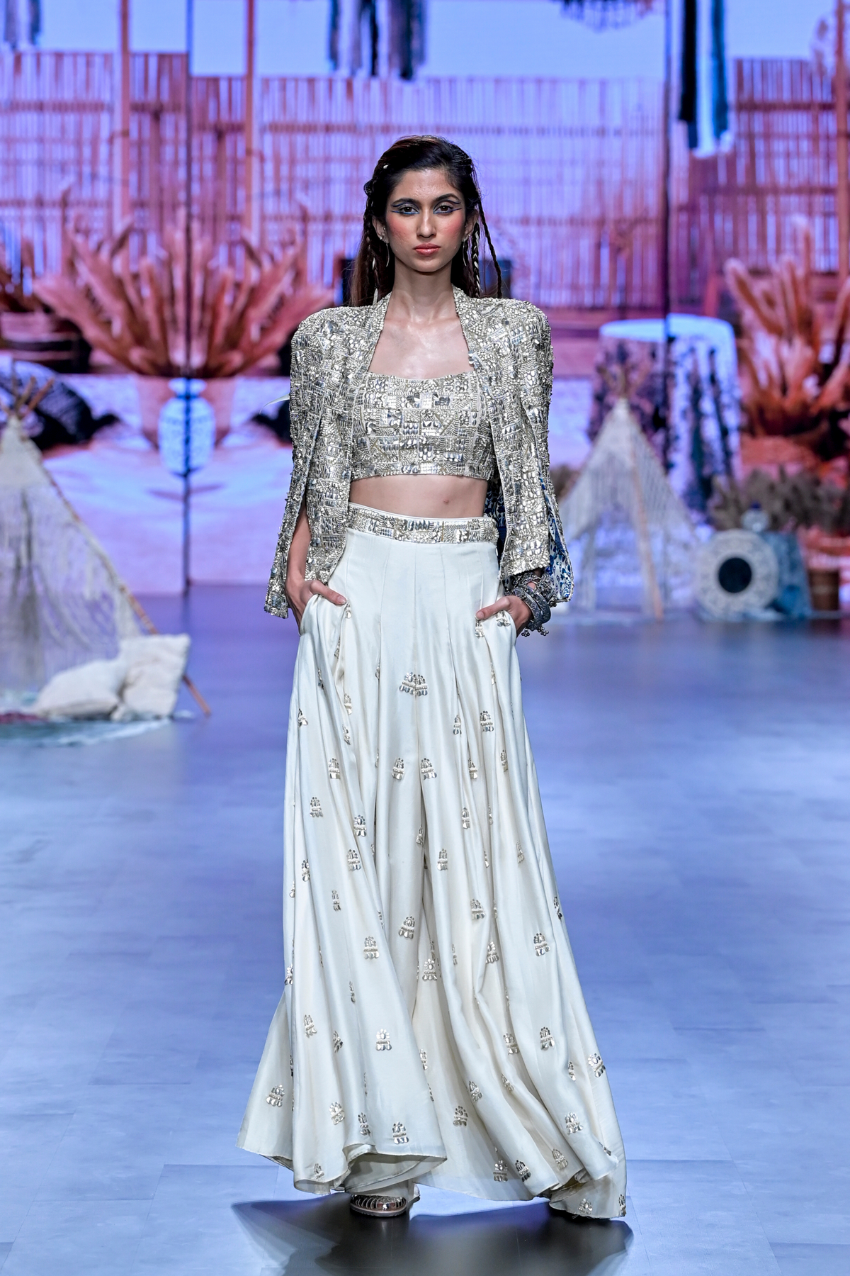 Ivory Metallic Embellished Jacket