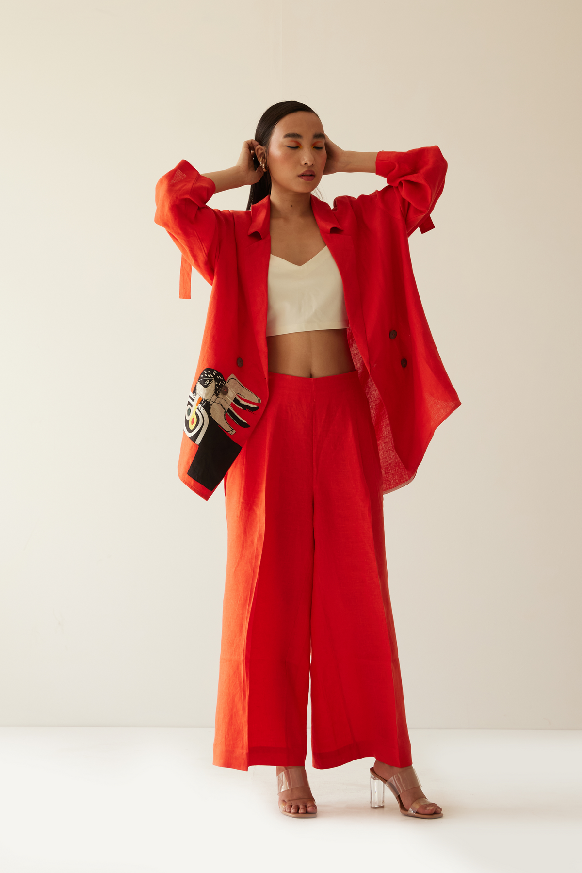 Orange Linen Oversized Co-ord Set