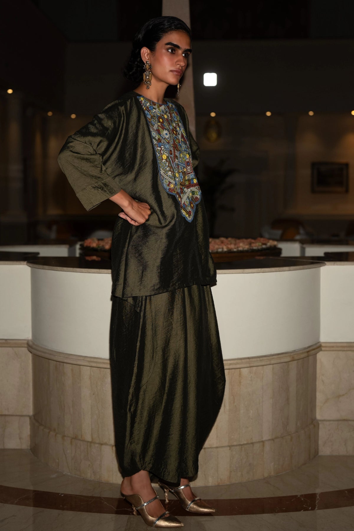 Bib Top & Textured Barrel Pants