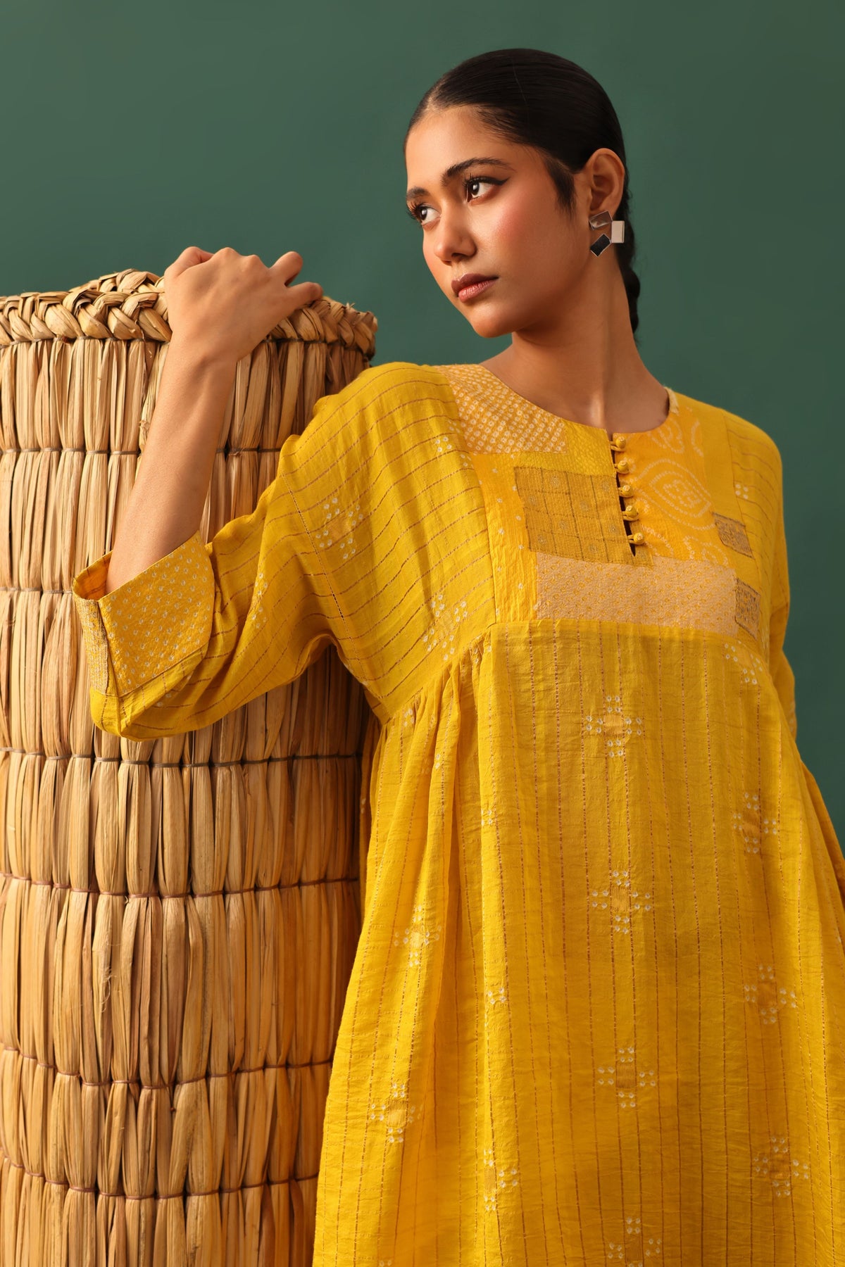 Yellow Chanderi Kurta Set