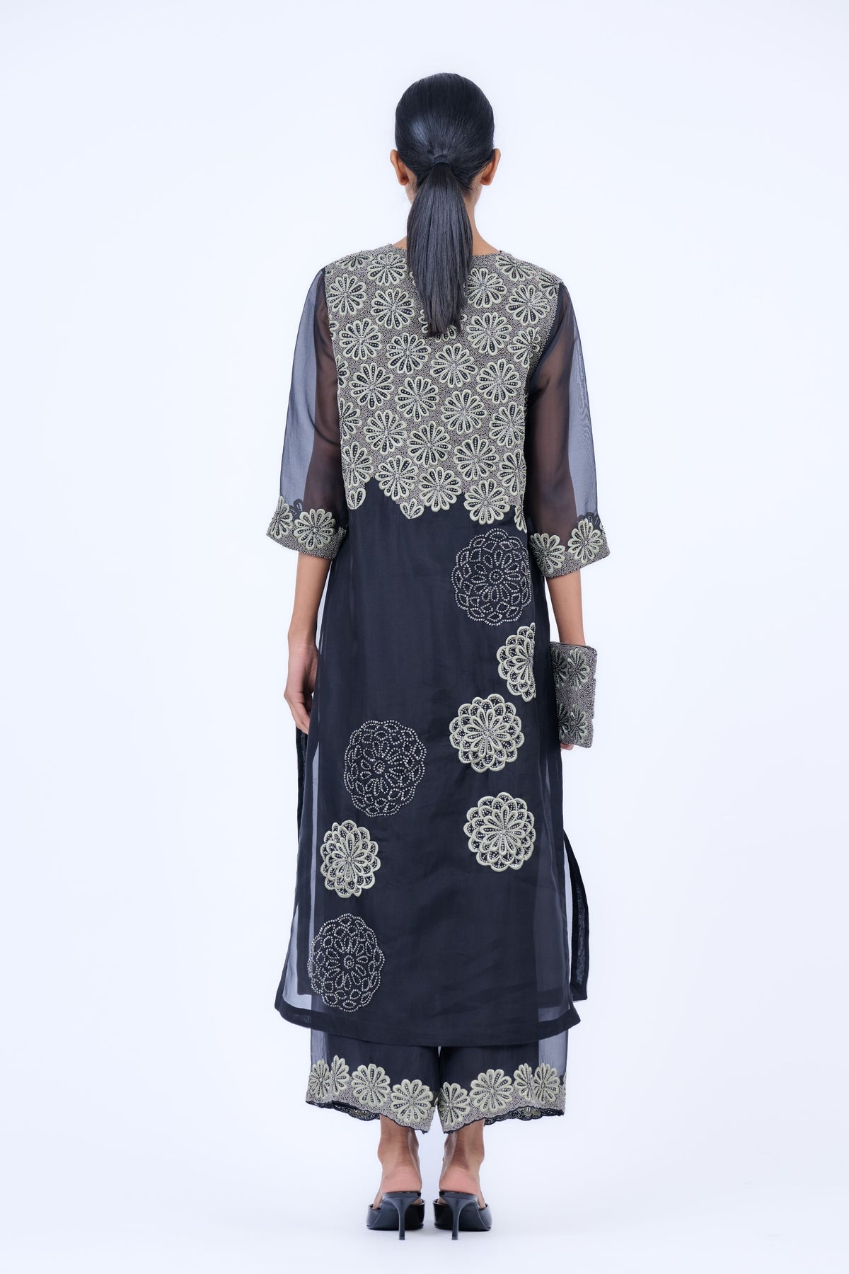 Silk Organza Threadwork Kurta