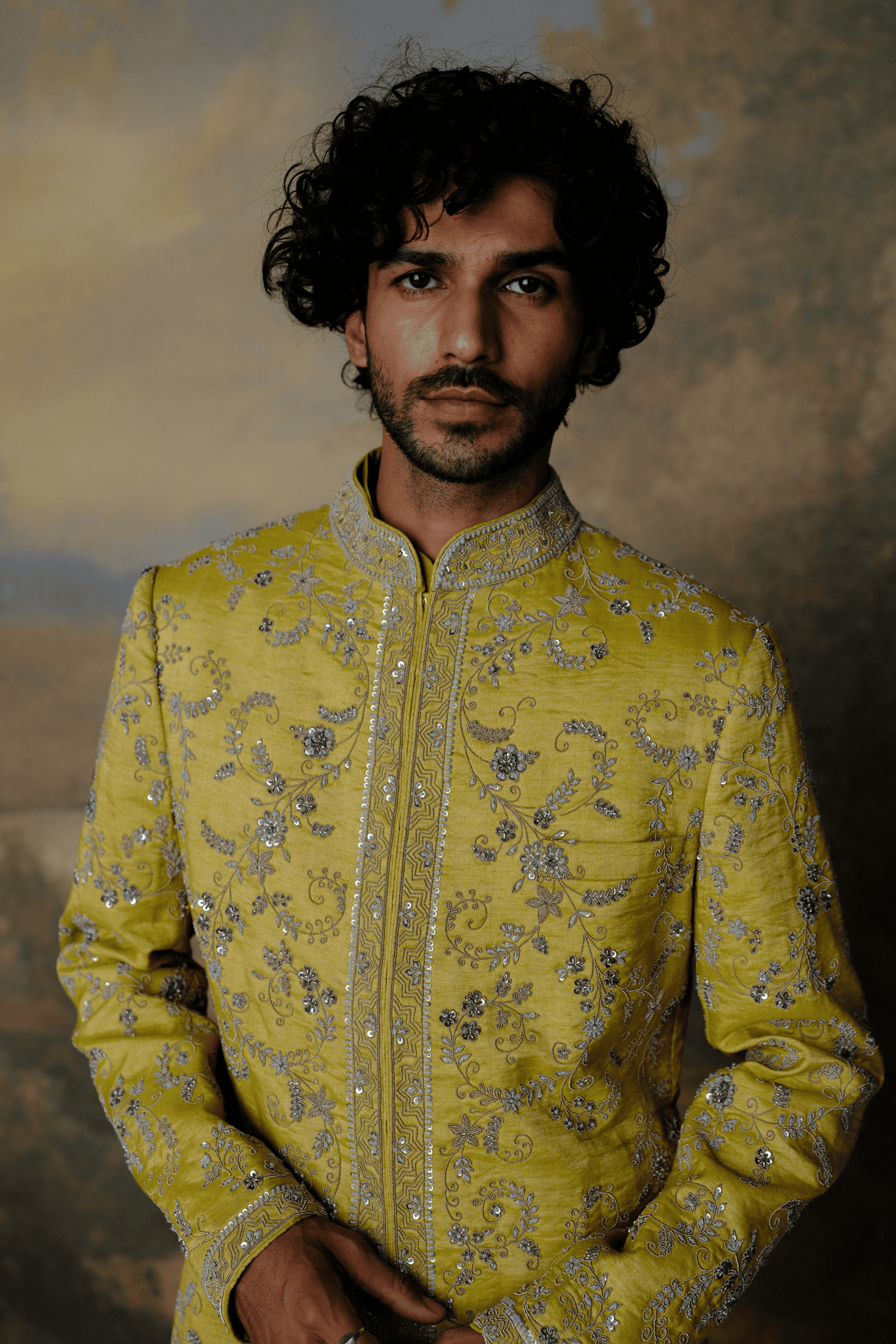 Mustard Sherwani Set