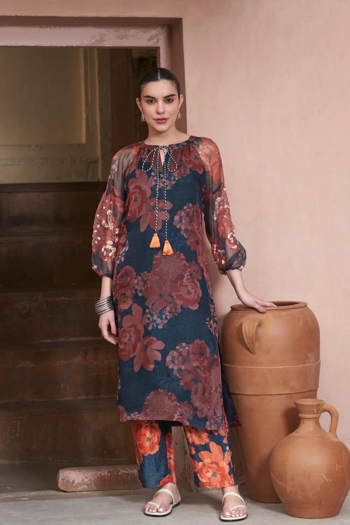Navy Moroccan Organza Zar Dress