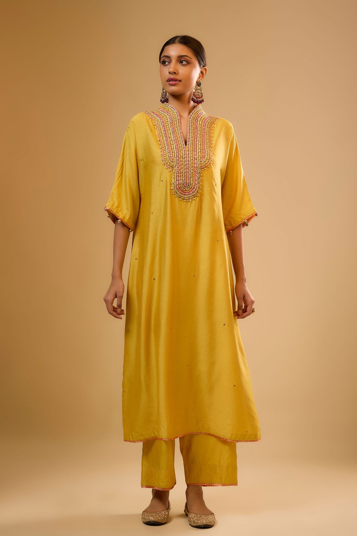 Dori Yoke Yellow Kurta Set