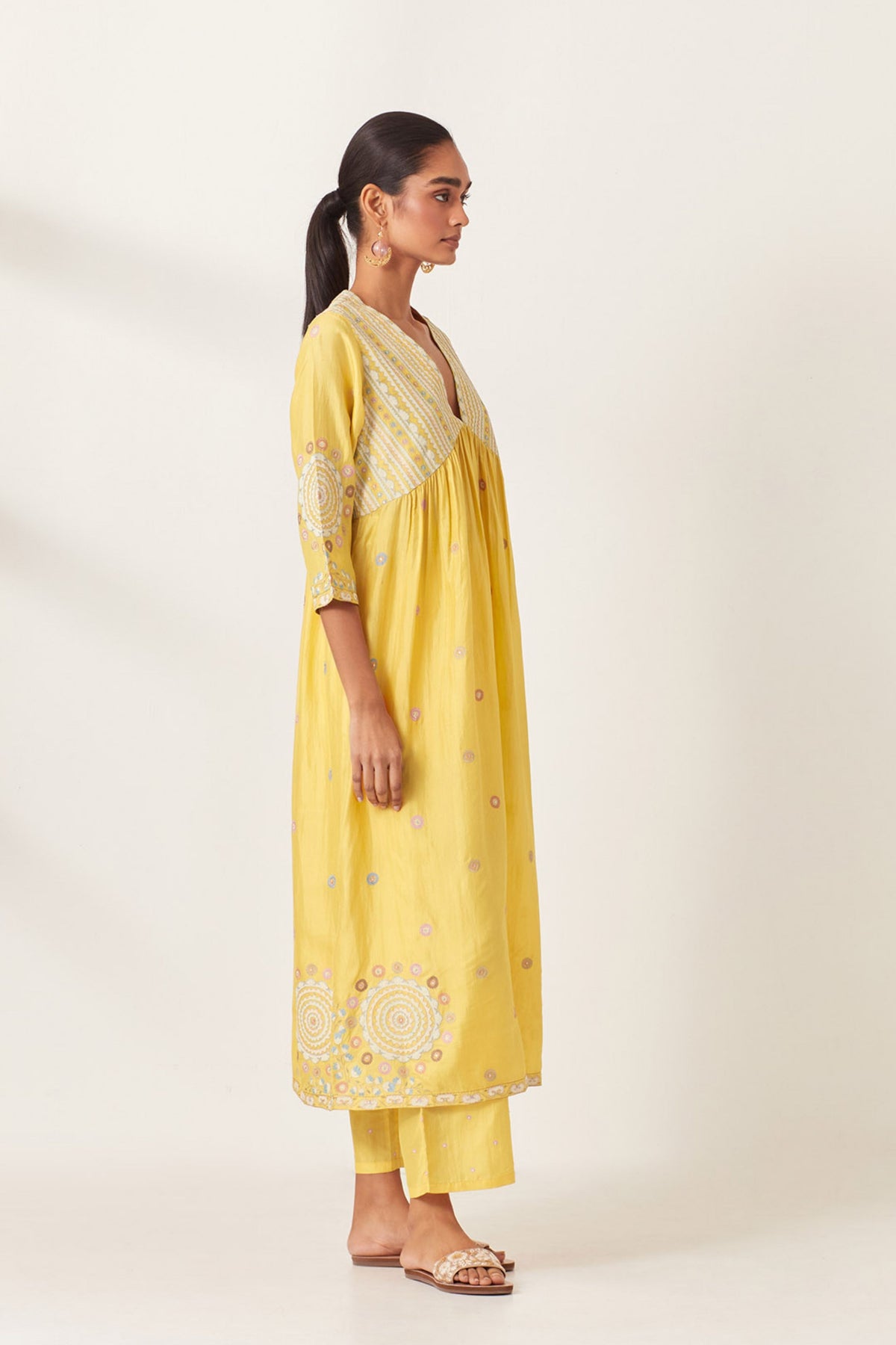 Yellow Silk Kurta Dress Set