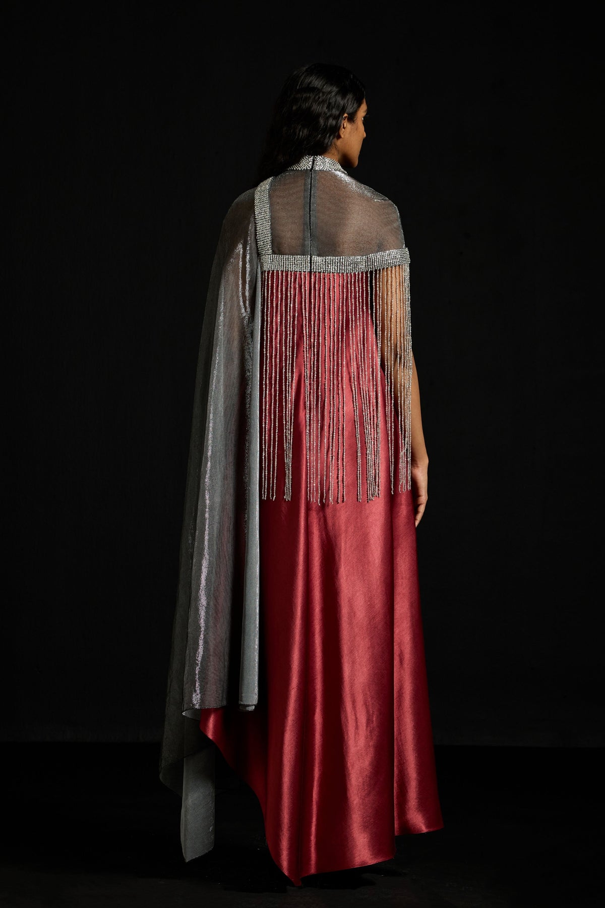 One-Sleeve Sequins Kaftan Dress