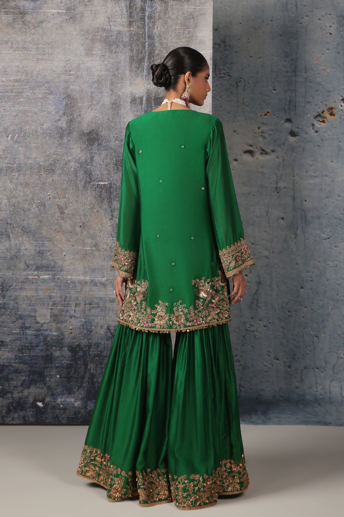 Green Heavy Sharara Set