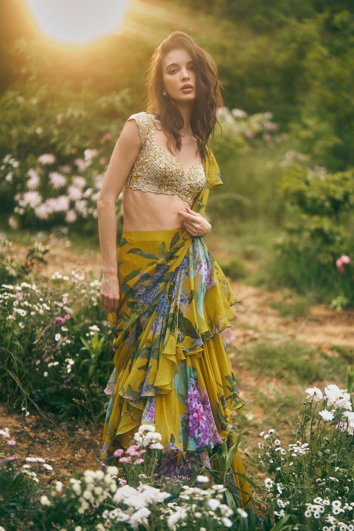 Akhila Ruffle Saree Set