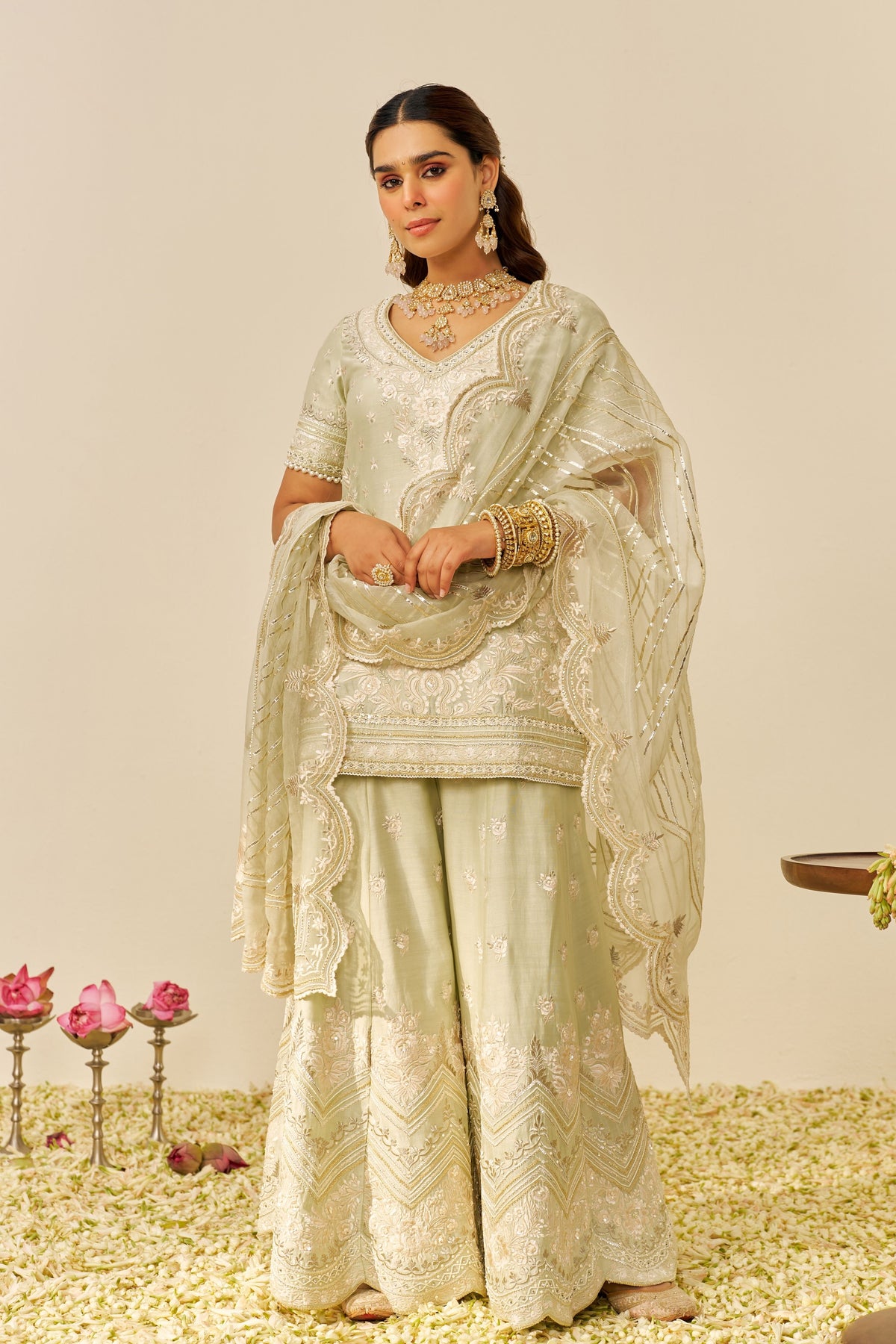 Mint Green Kurta With Sharara