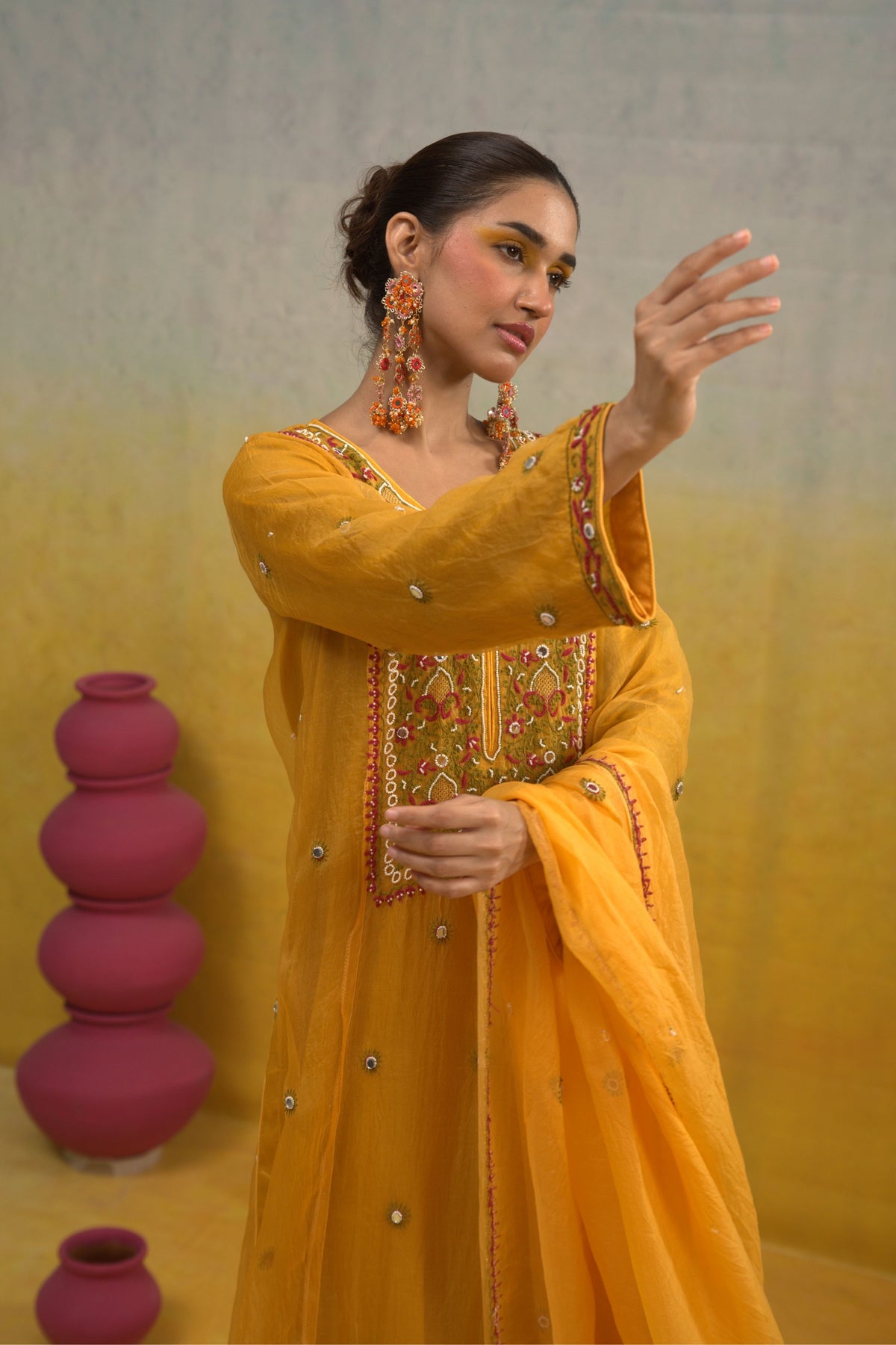 Mango Yellow Kalidar Set