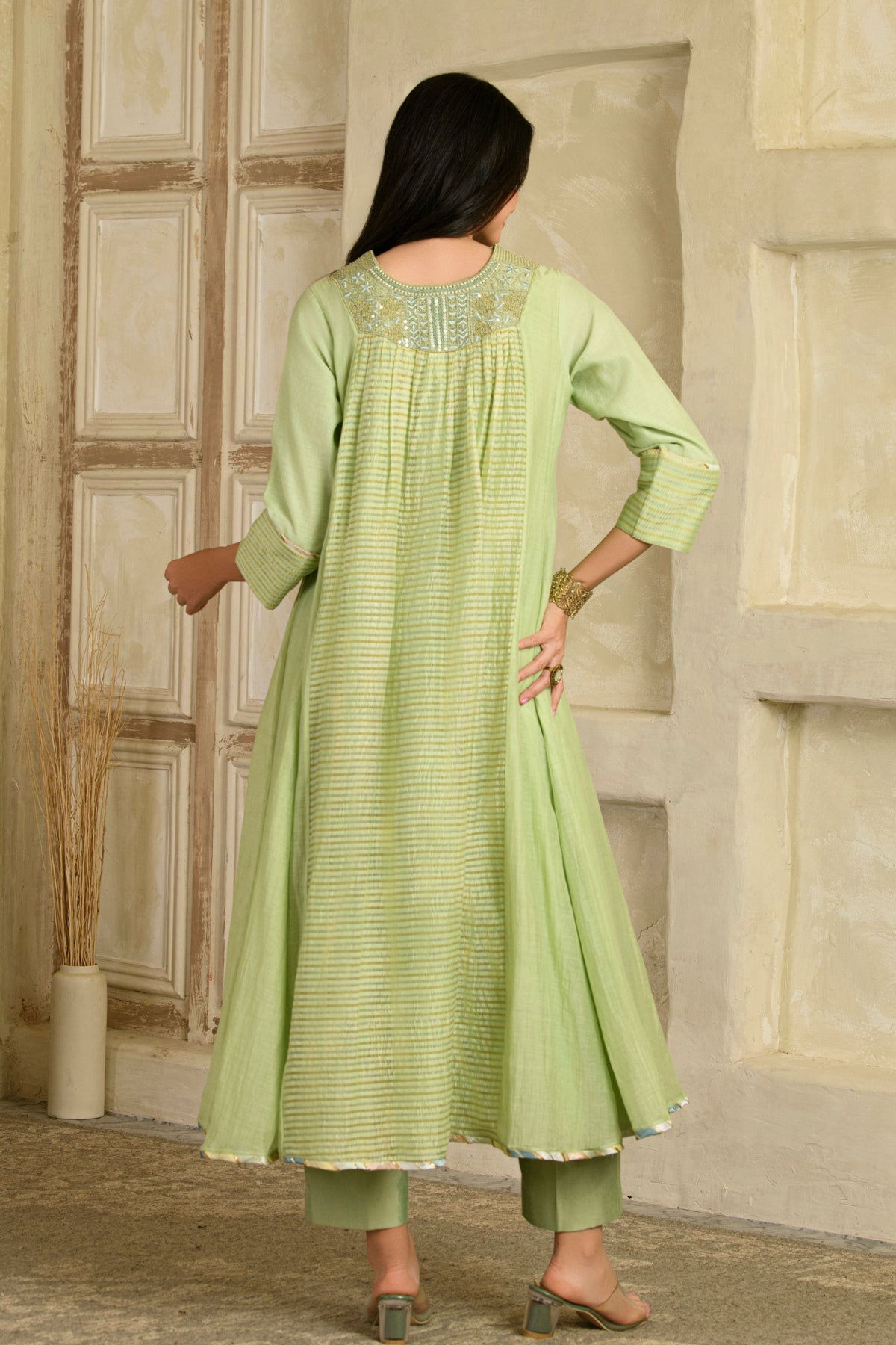 Aarzoo Pista Green Anarkali Set