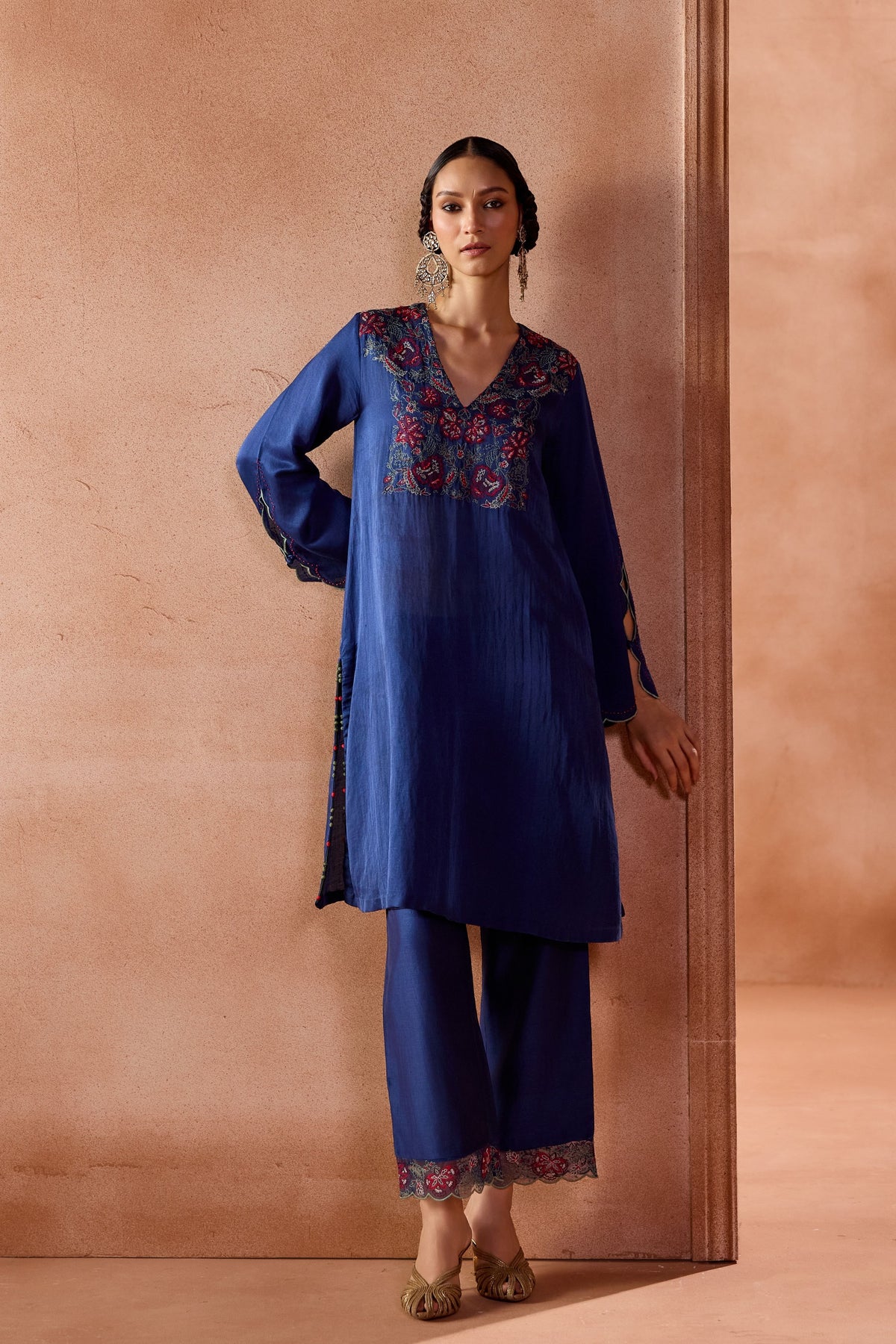Blue Embroidered Kurta Set