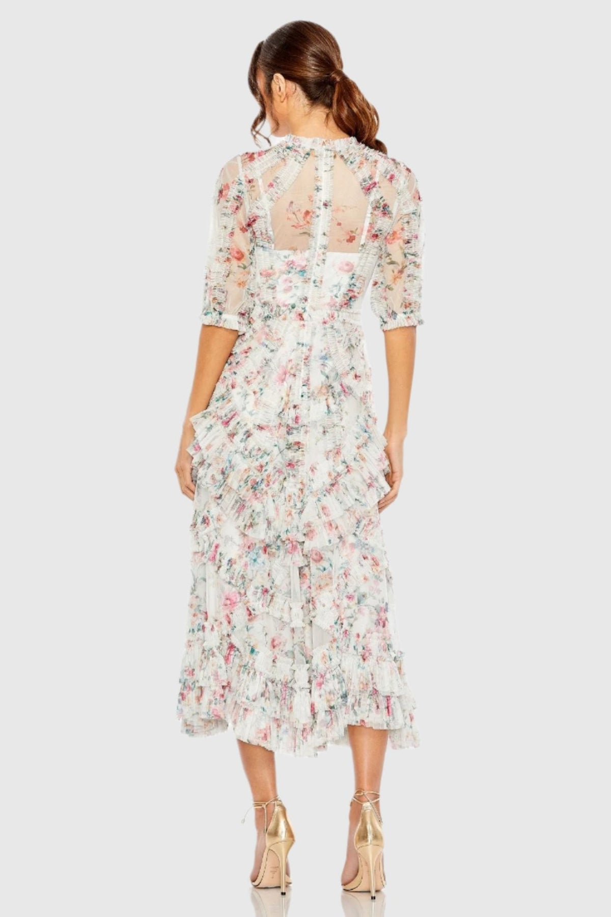 White Multicolor Mesh Dress