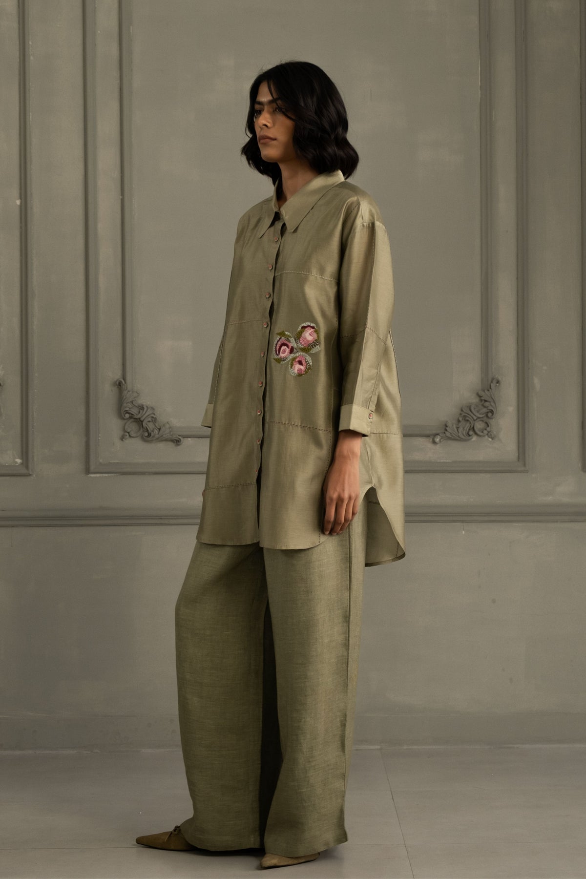 Sage Green Silk Co-ord Set