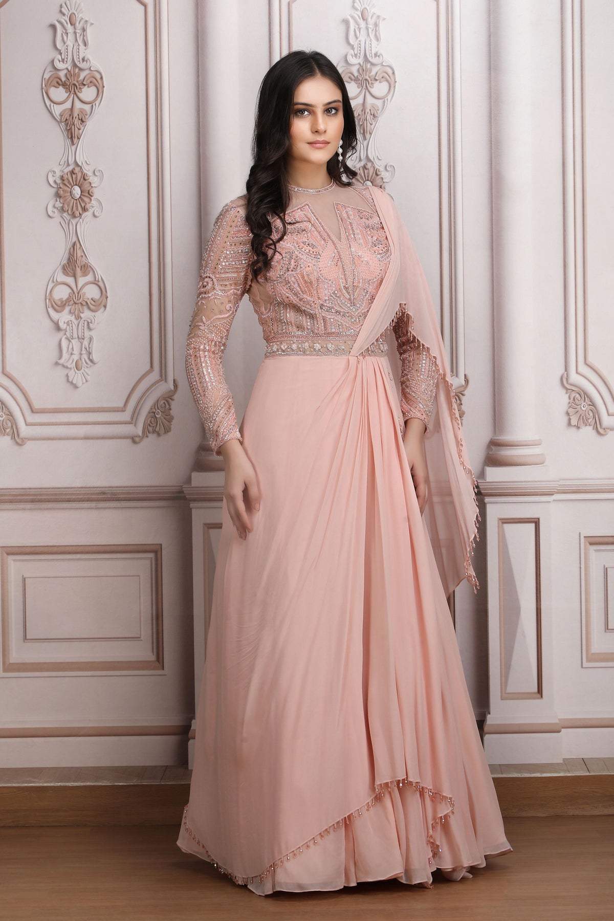 Blush Pink Saree Gown