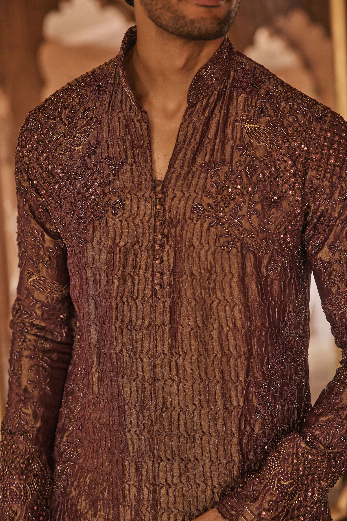 Purple Tissue Kurta Set