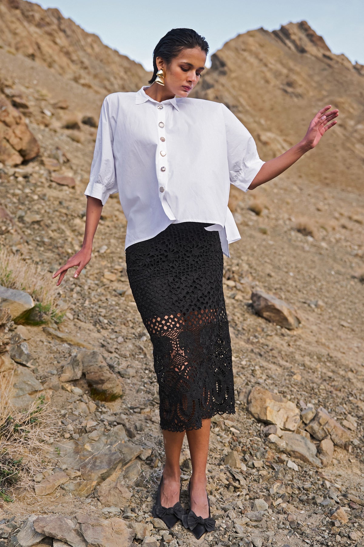 Metallic Lace Skirt