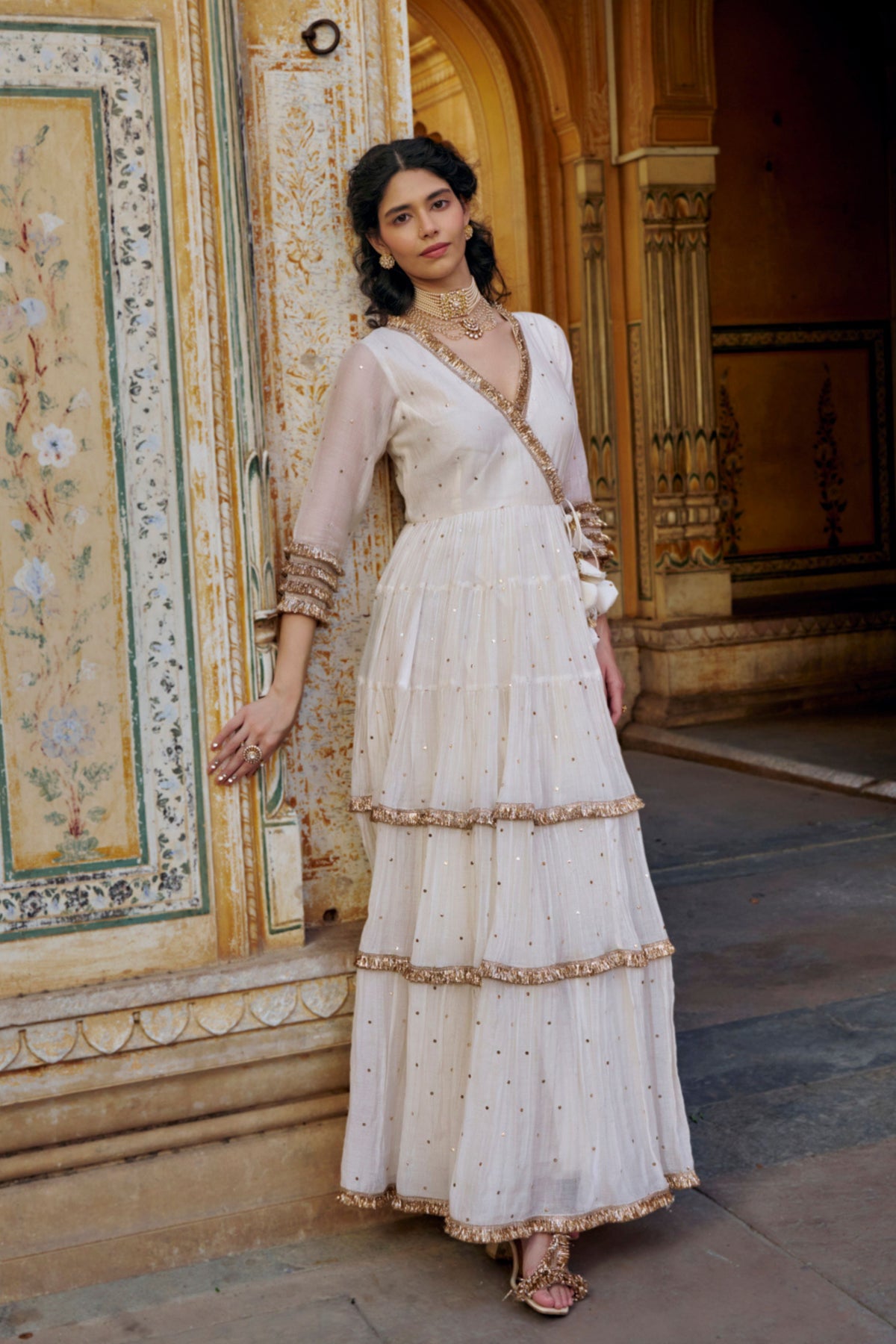 Ivory Tiered Angrakha Set