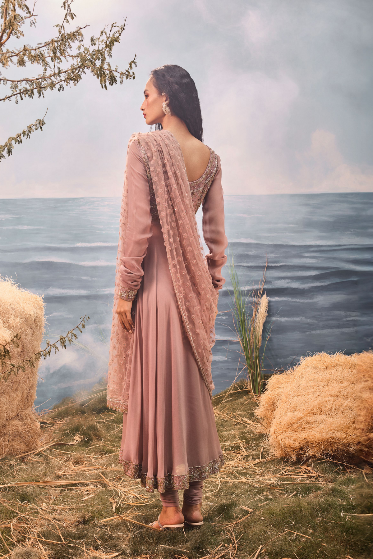 Burnt Pink Anarkali Set