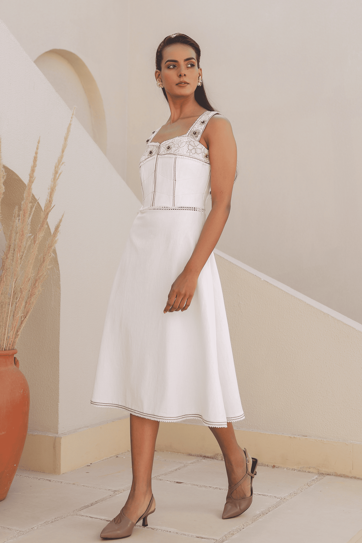 Azure Corset Dress in White