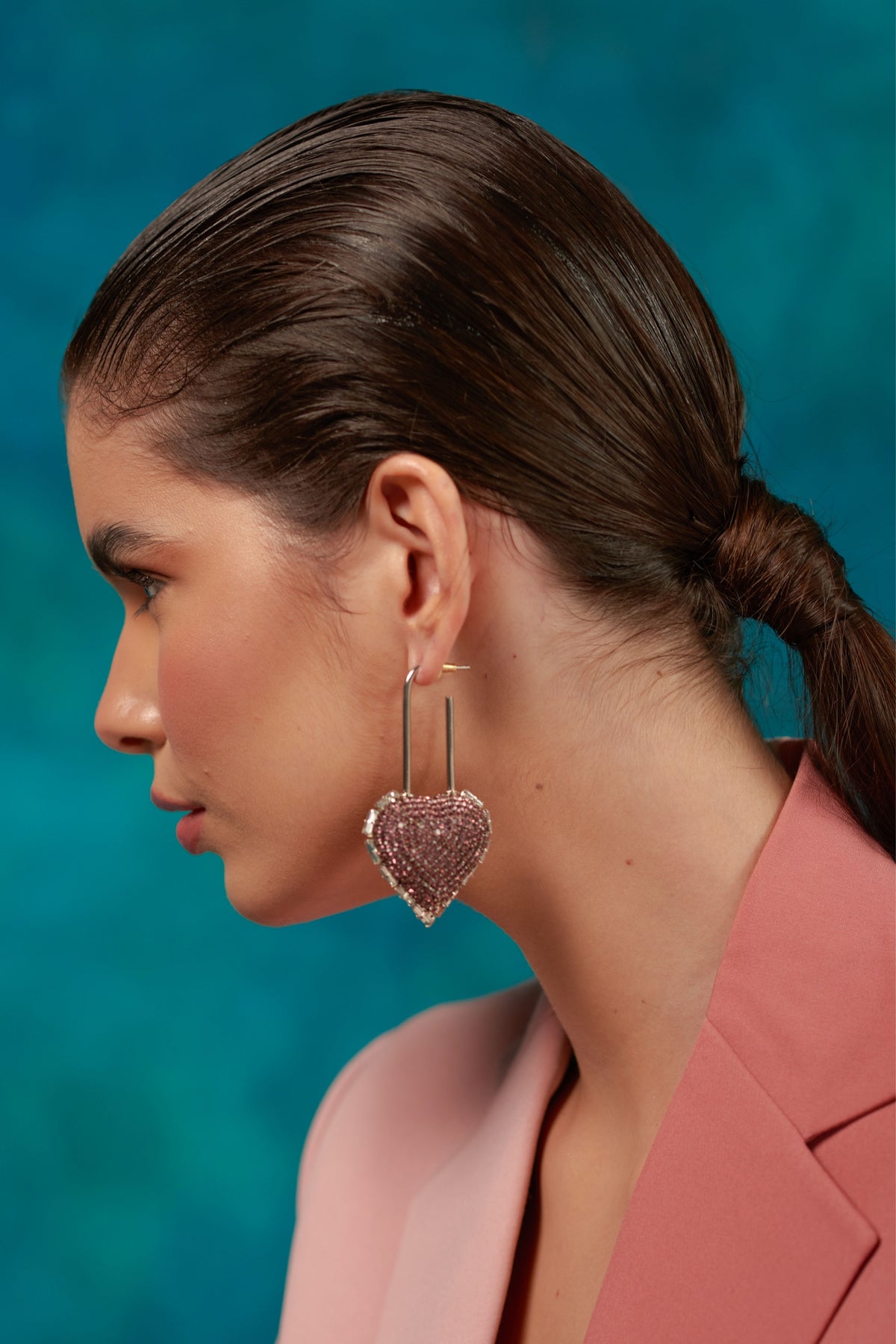 Heart Lock Hoops In Lilac