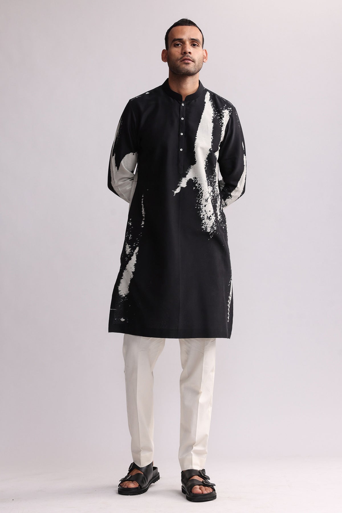 Shadow Printed Black Kurta
