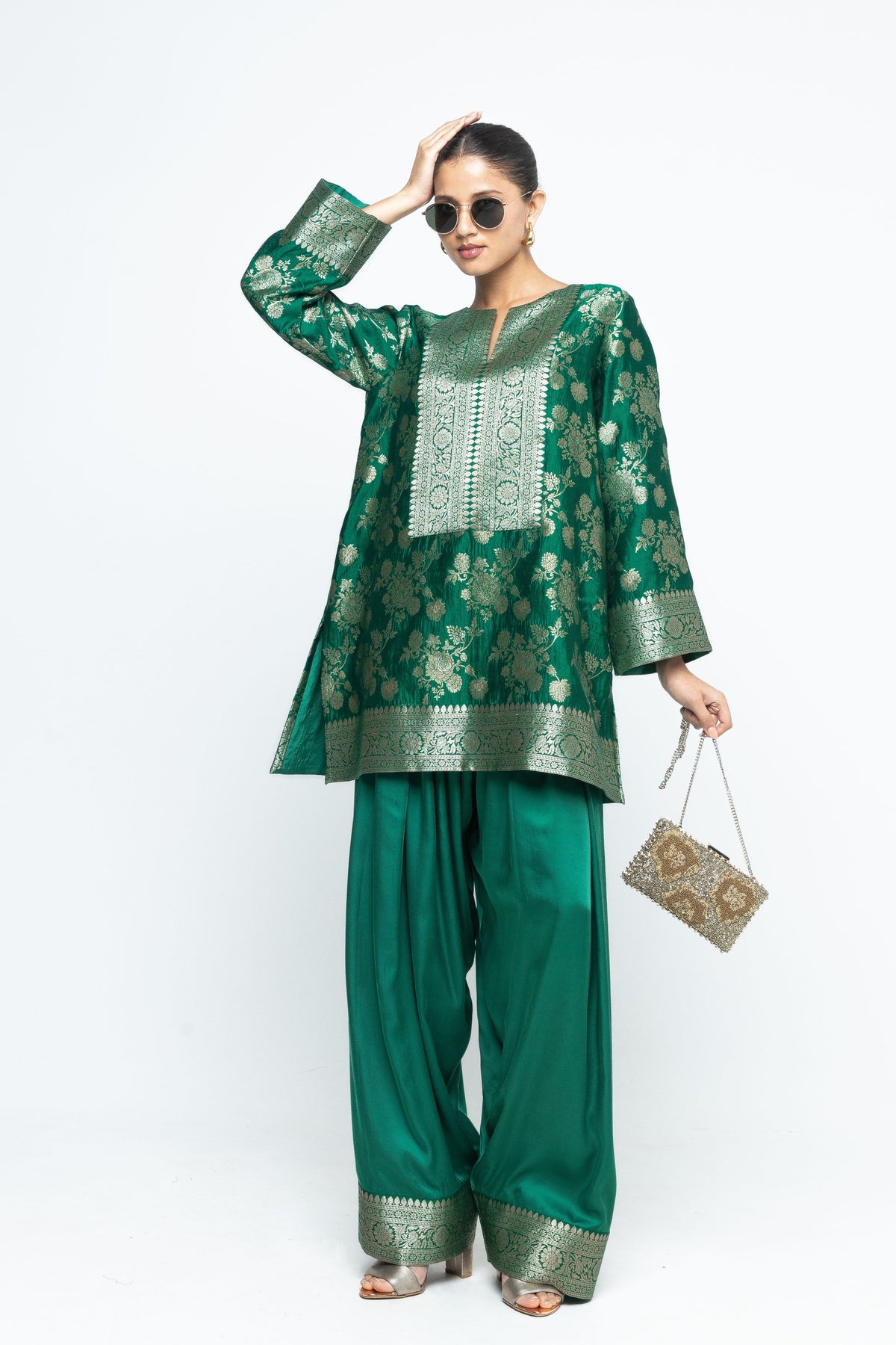Gul Floral Green Tunic Set