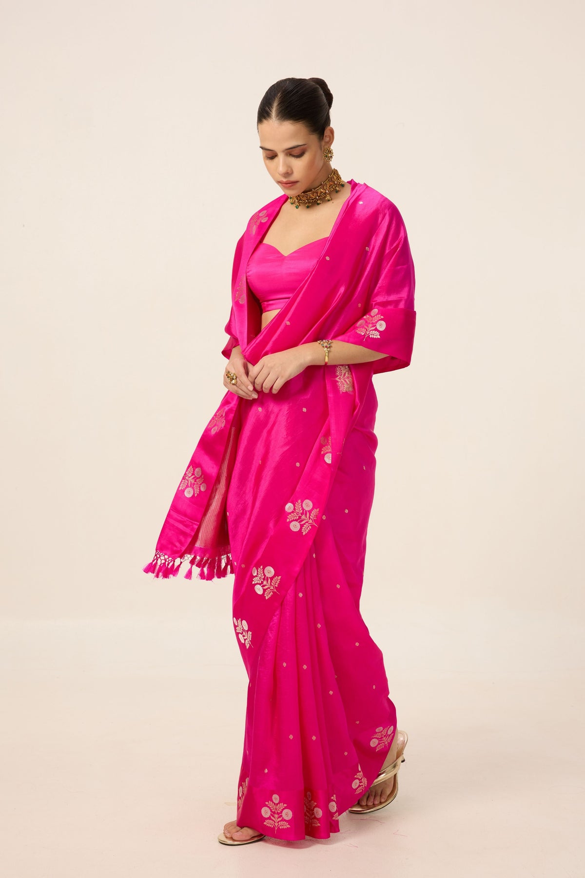 Hot Pink Silk Saree