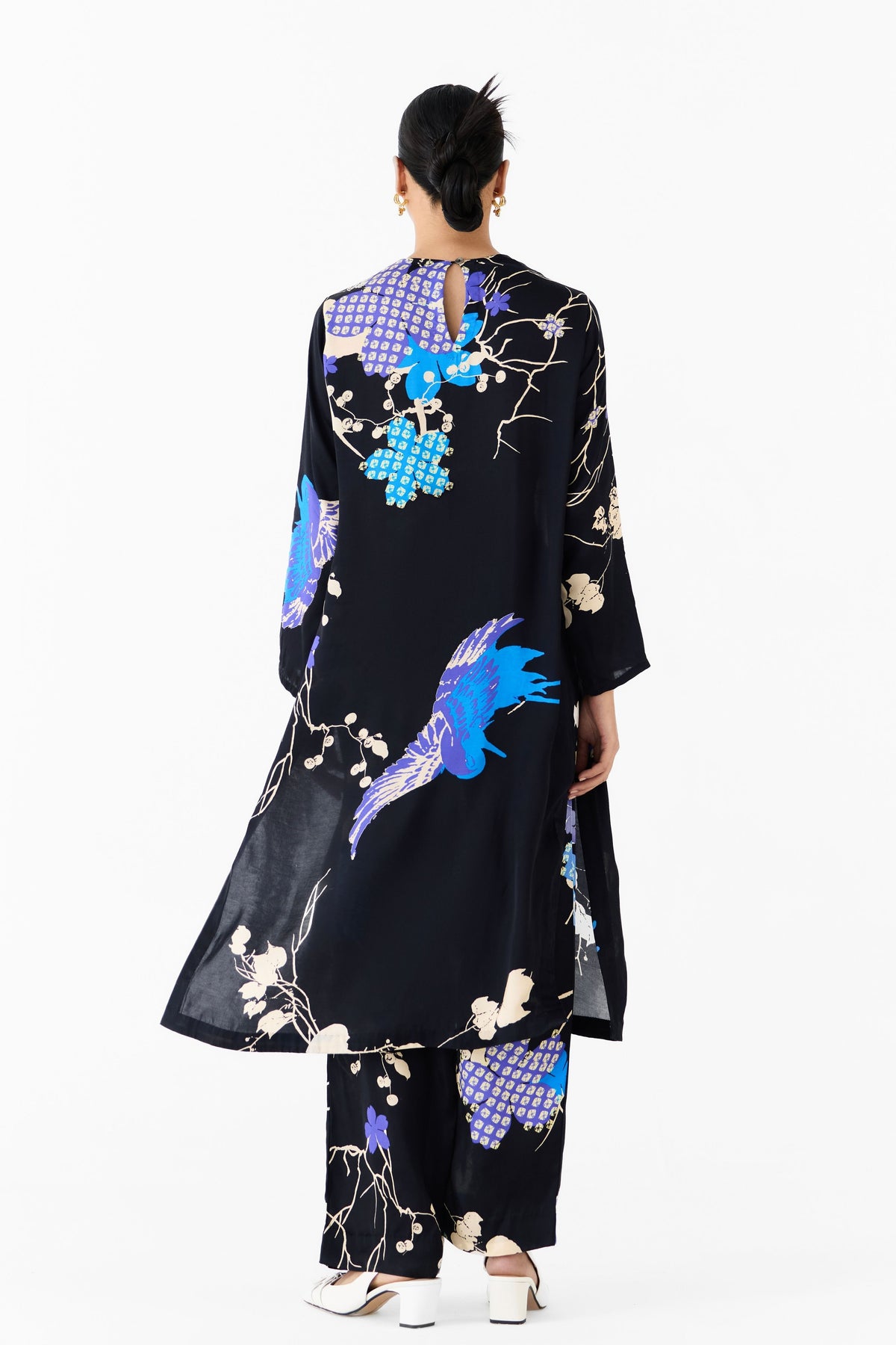 Black Crane Tunic Set