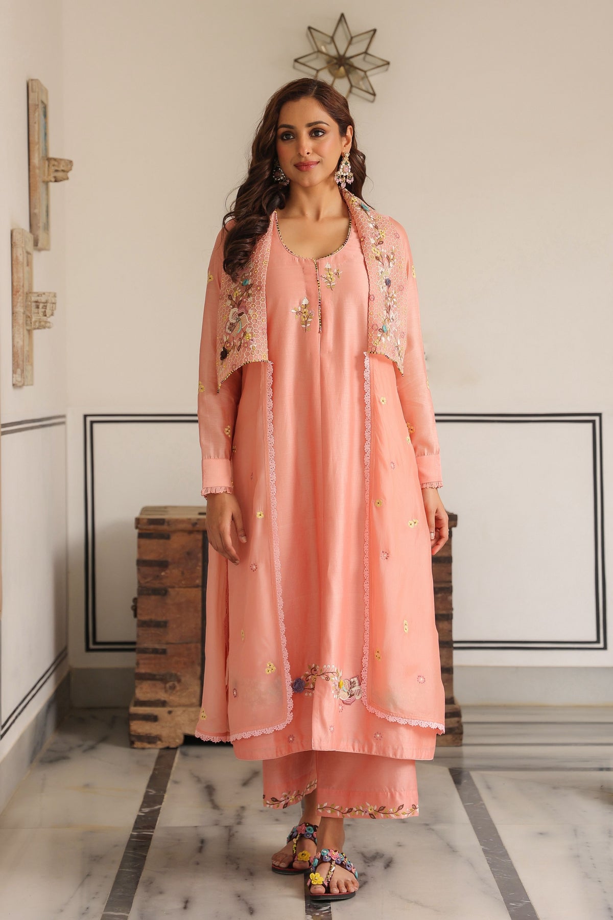 Gulzarpeach Jacket Set