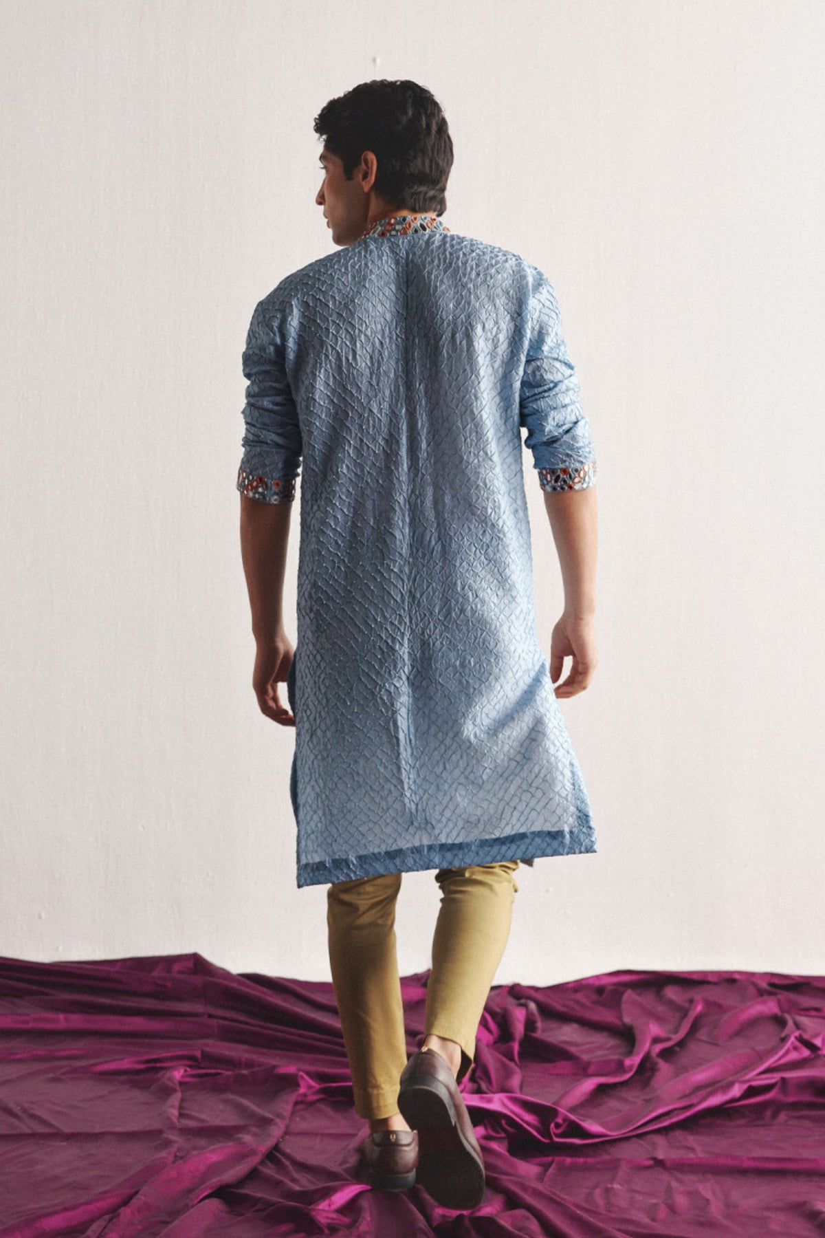 Powder Blue Bandhani Kurta Set
