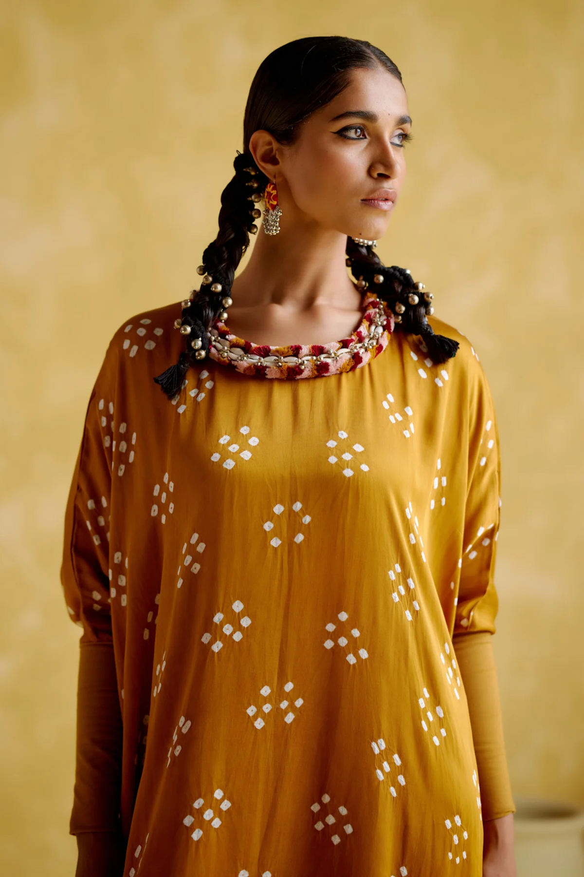 Annapoorna Yellow Bandhini Kaftan