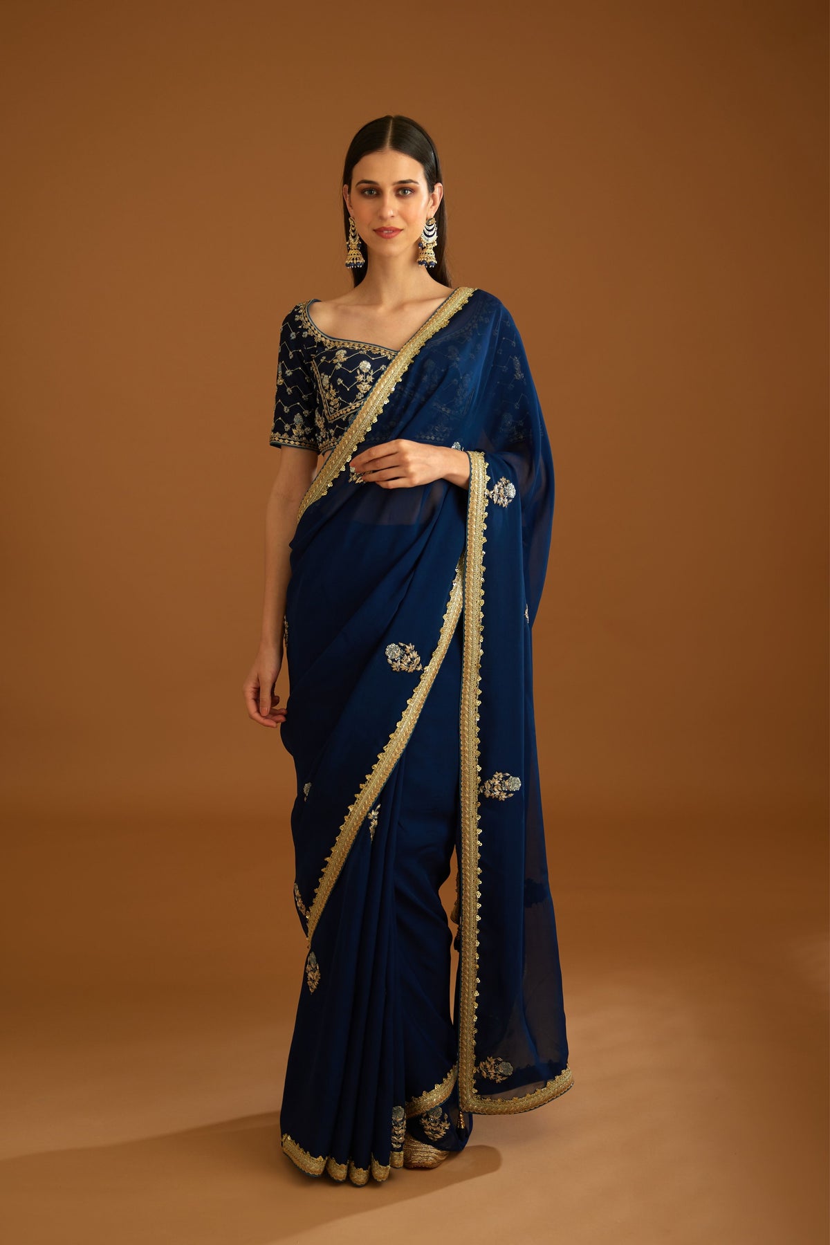 Midnight blue Saree set