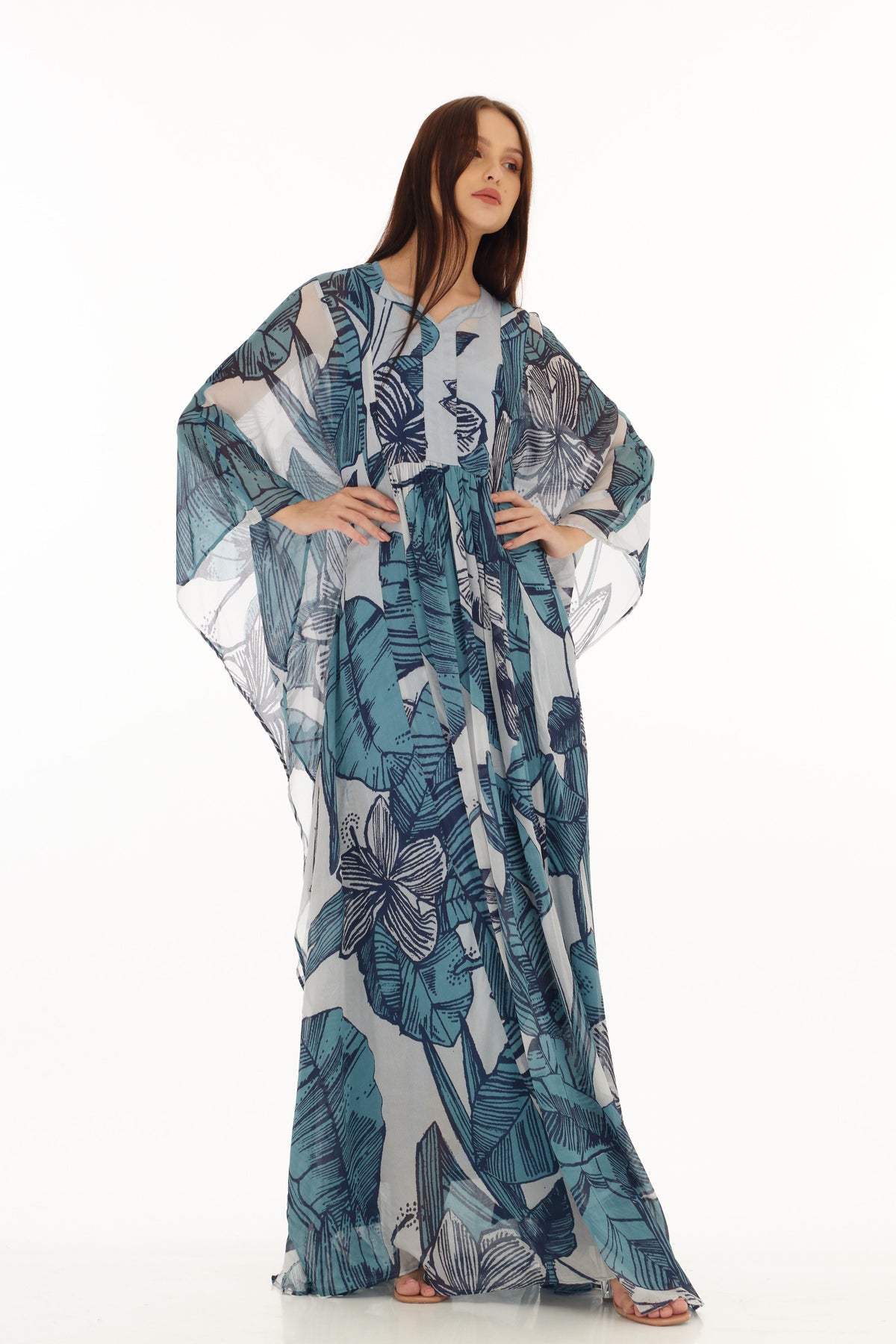 Blue and White Kaftan Dress