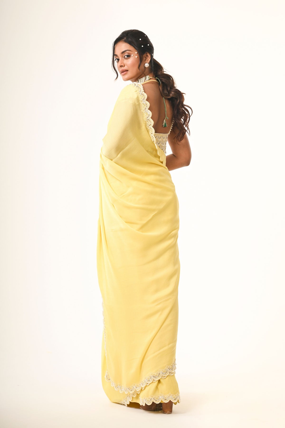 Scallop Embroidered Saree Set