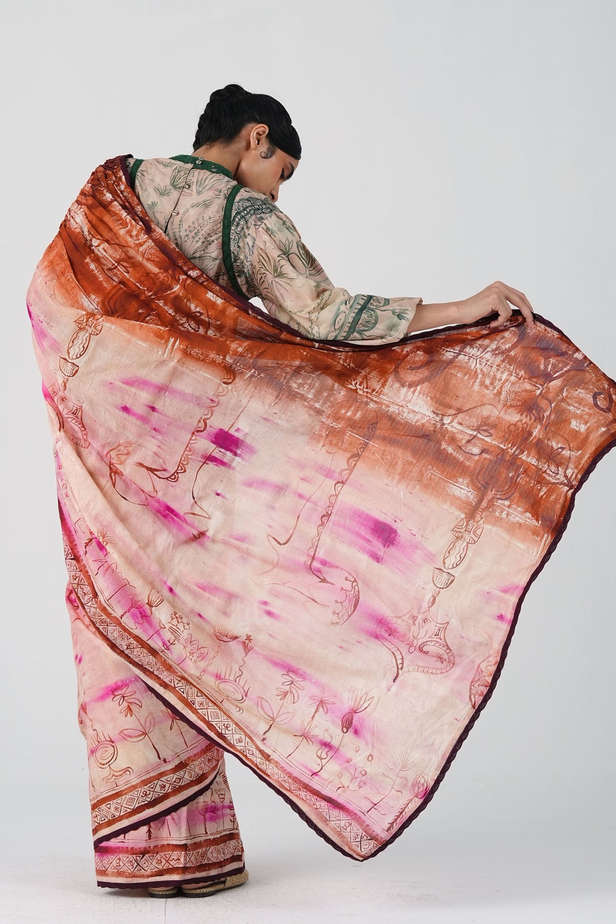Smocked Pink Saree