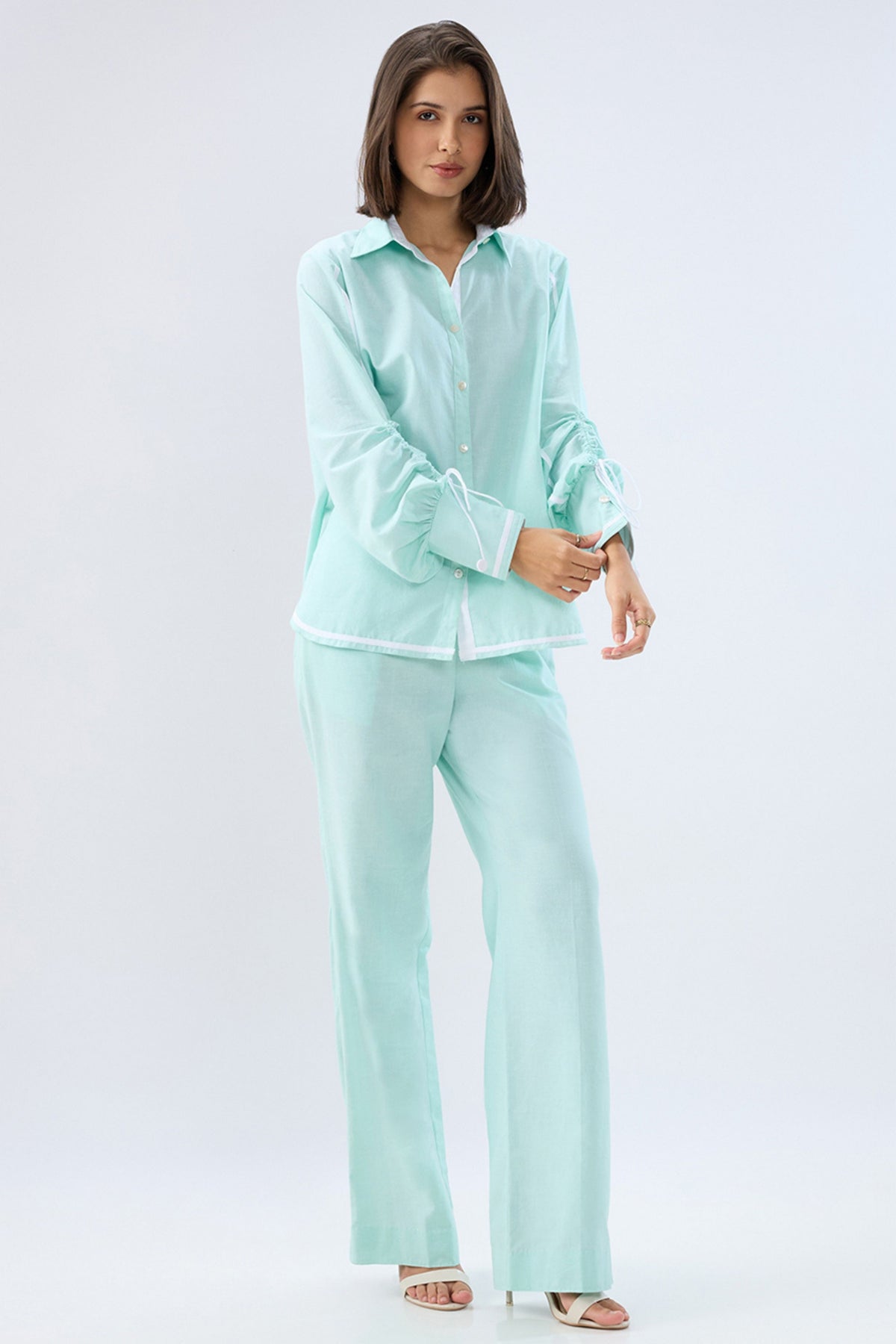 Blue Shirt Style Co-ord Set