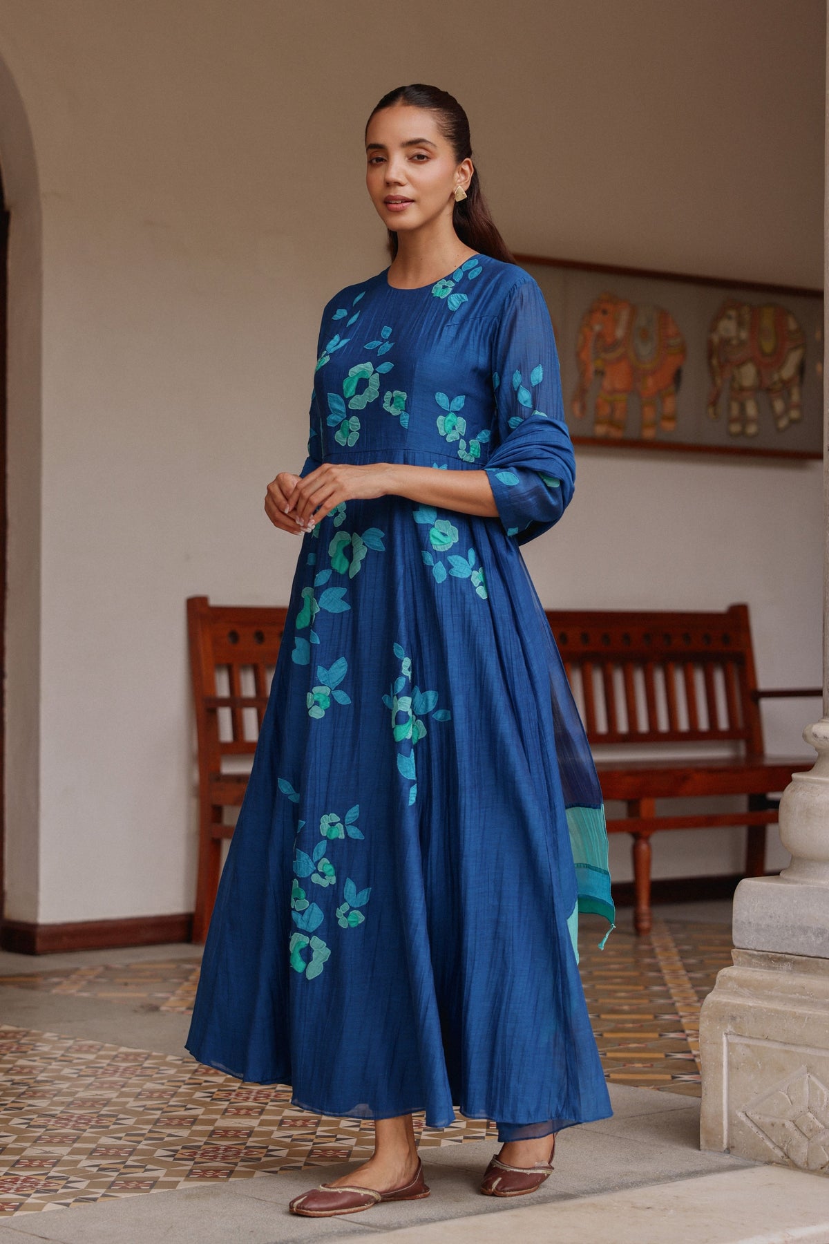 Indigo Bloom Anarkali