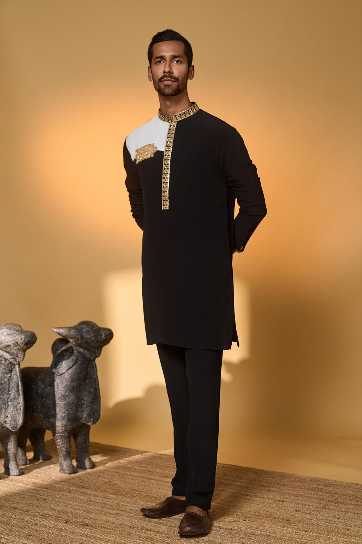 Black White Turtle Tale Kurta Set