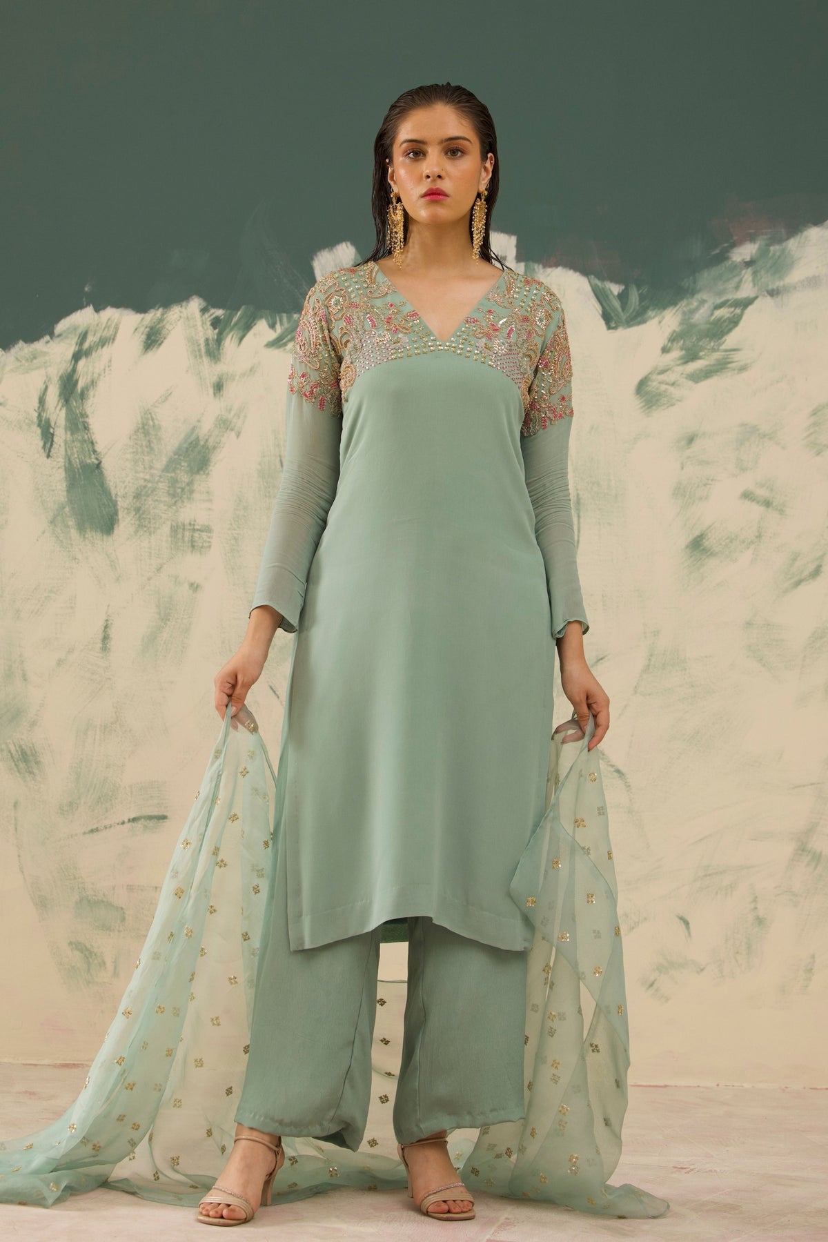 Sea Green Pastel Kurta Set