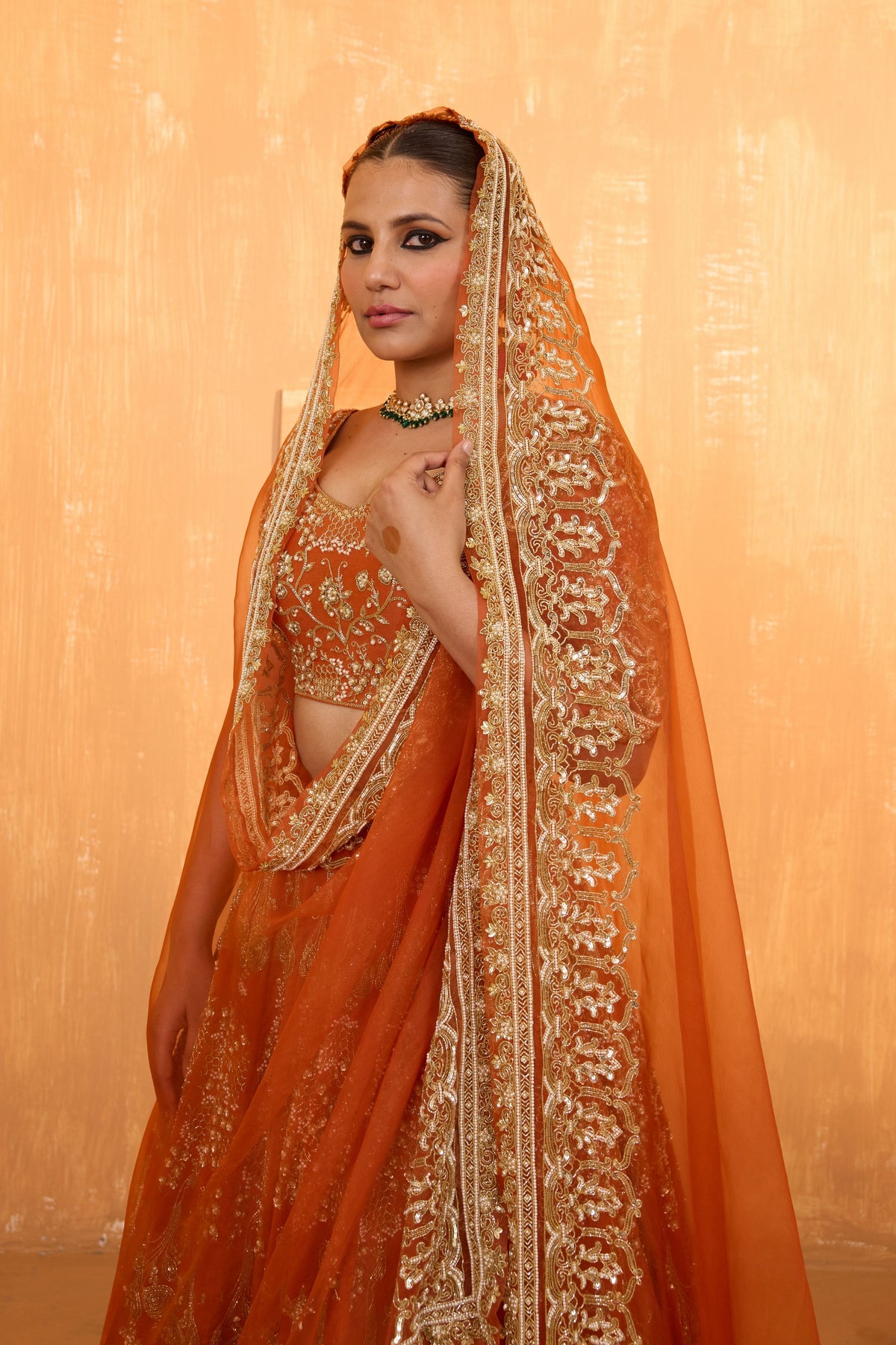 Orange Rust Lehenga Set