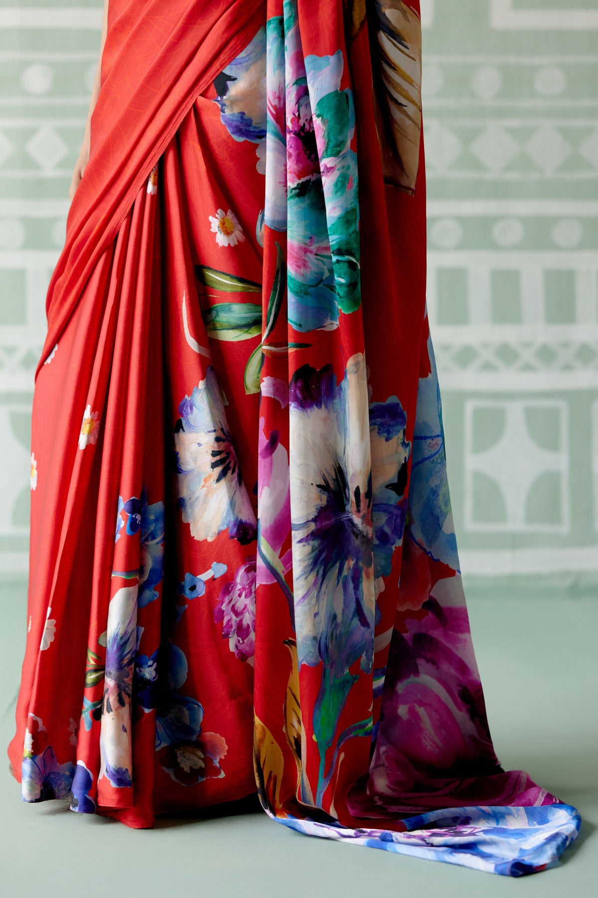 Ruby Floral Saree