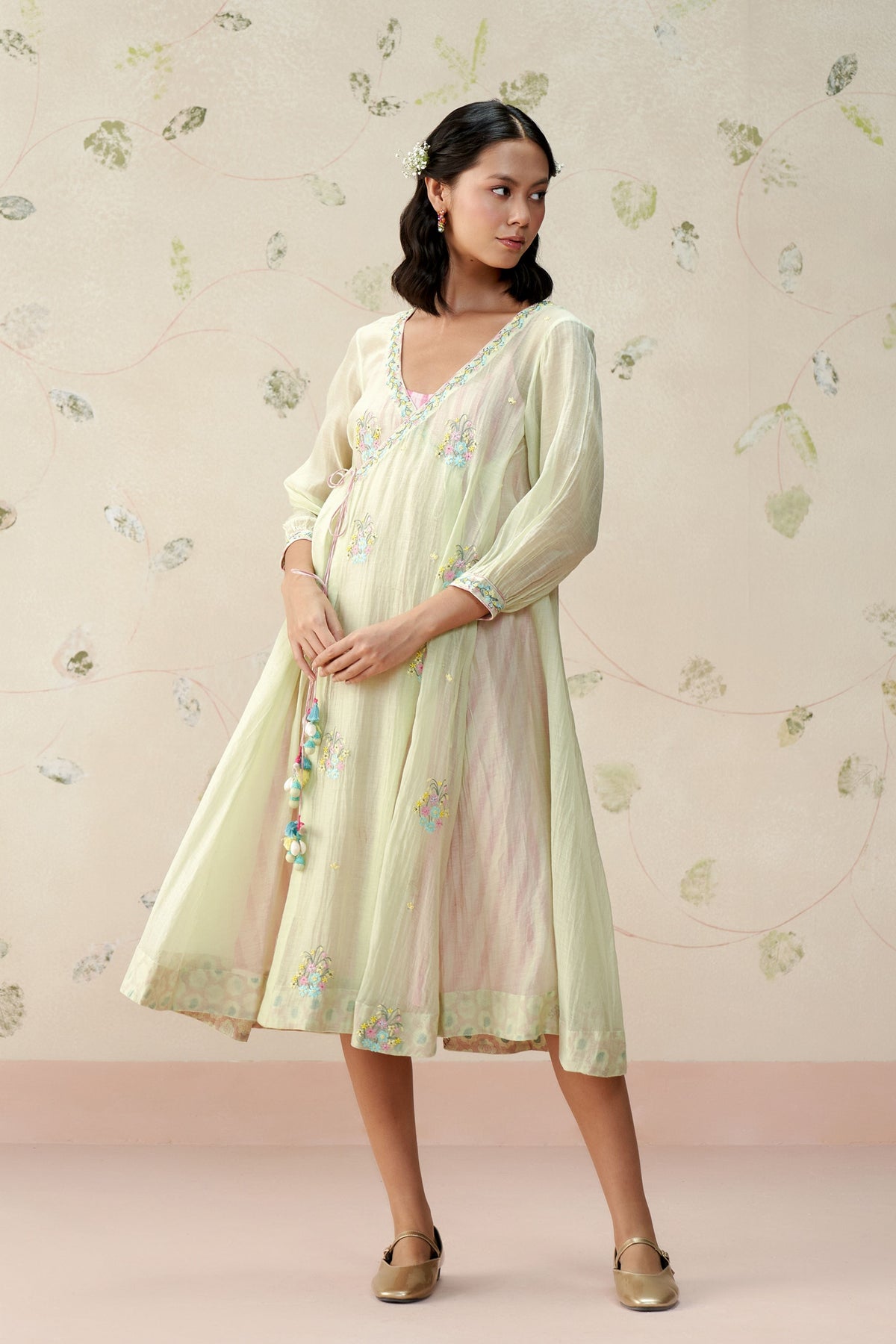 Amalie Sea Green Wrapover Dress