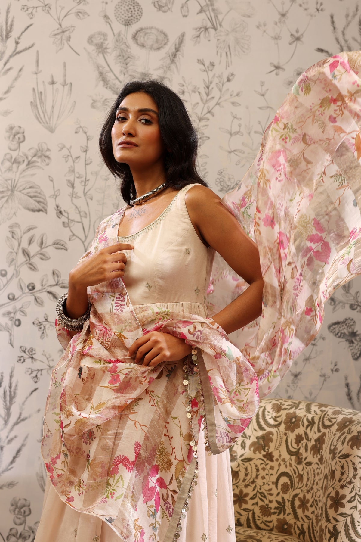 Aparajita White Anarkali Set