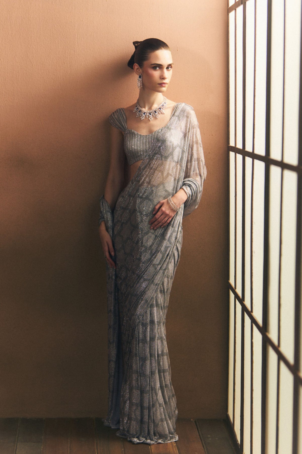Argent Drape Saree Set