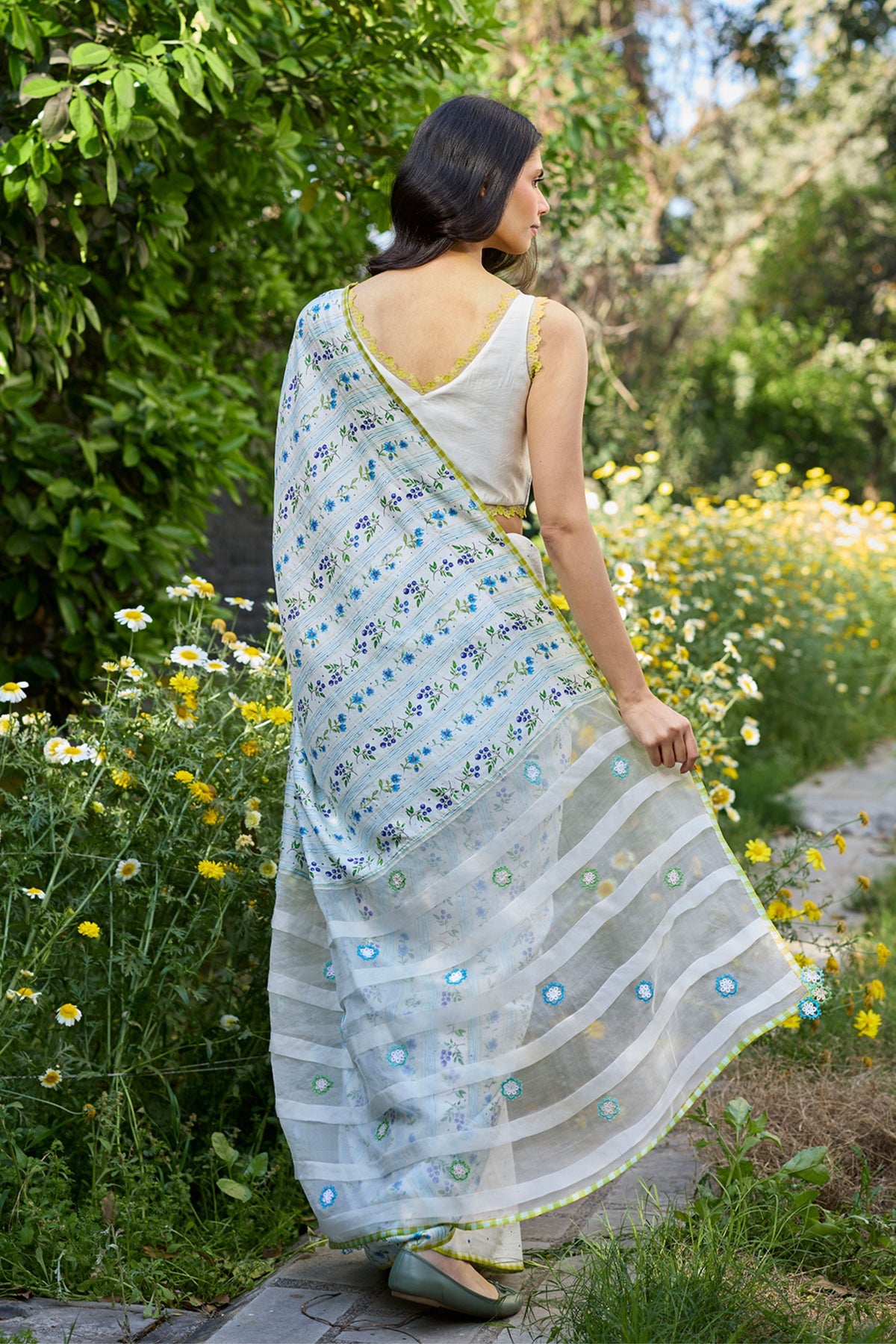 Hidden Orchard Ivory Saree