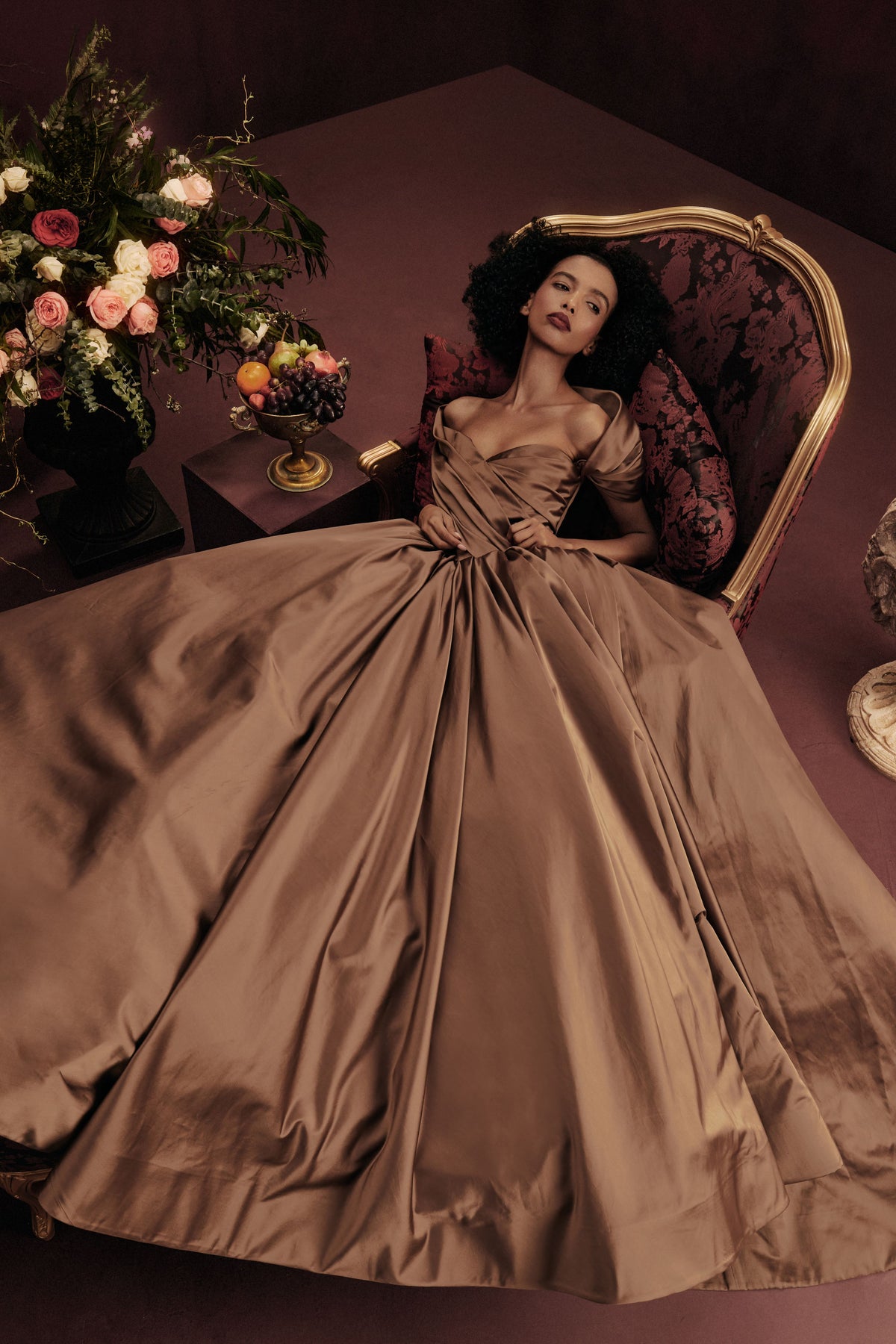 Off Shoulder Draped Gown