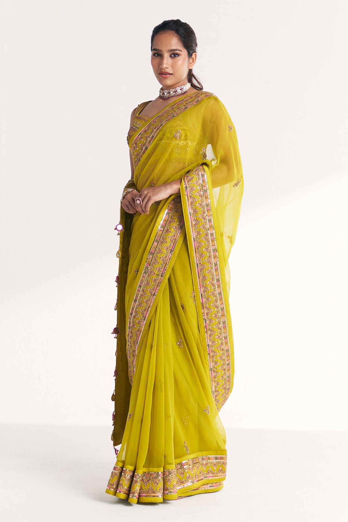Rangeela Lime Green Saree