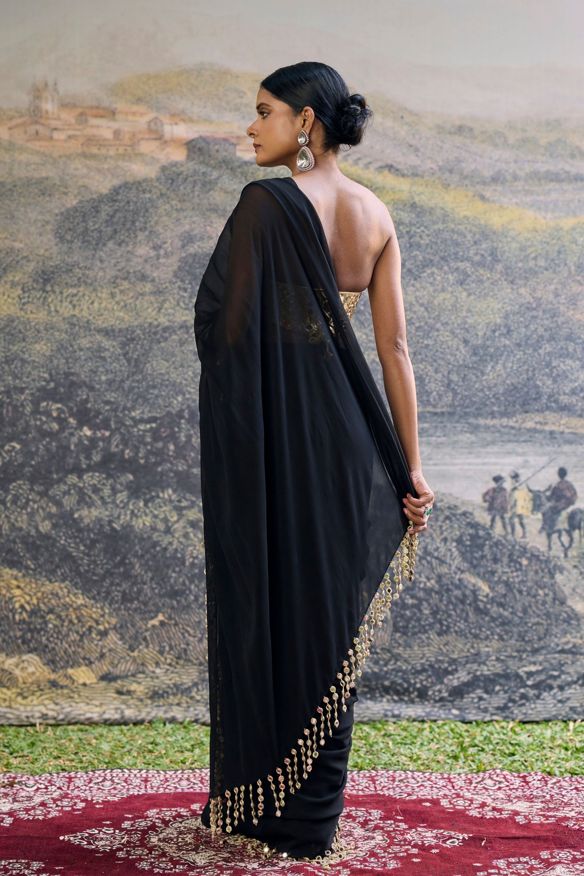 Shyama Mirror Draped Saree Set